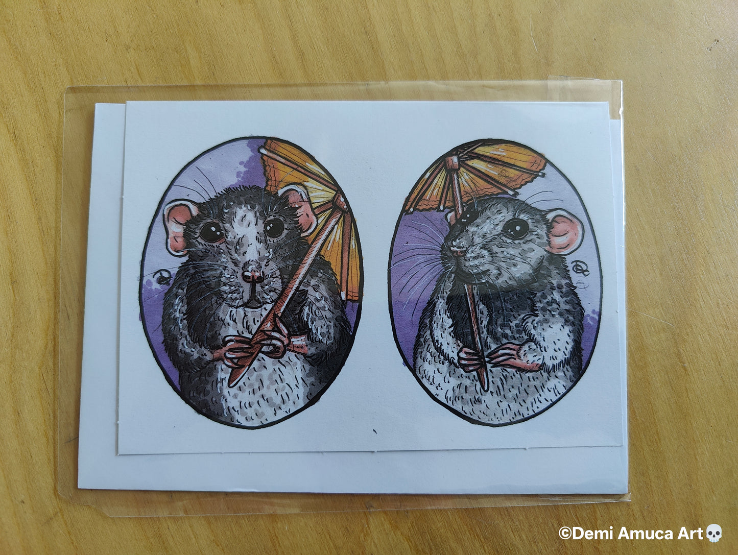 Postcard Umbrella Rats