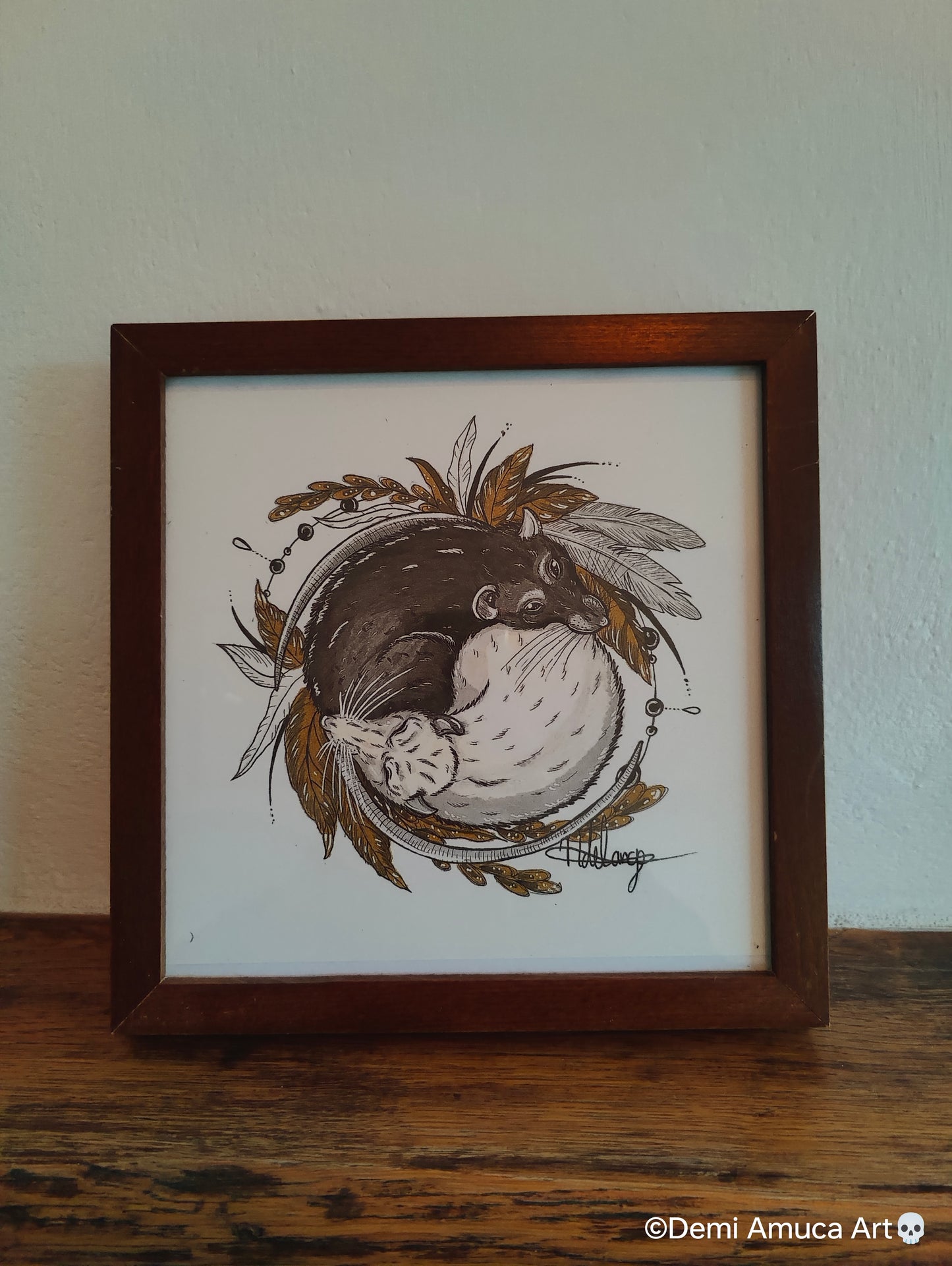 Framed Art Print Ying Yang Rats