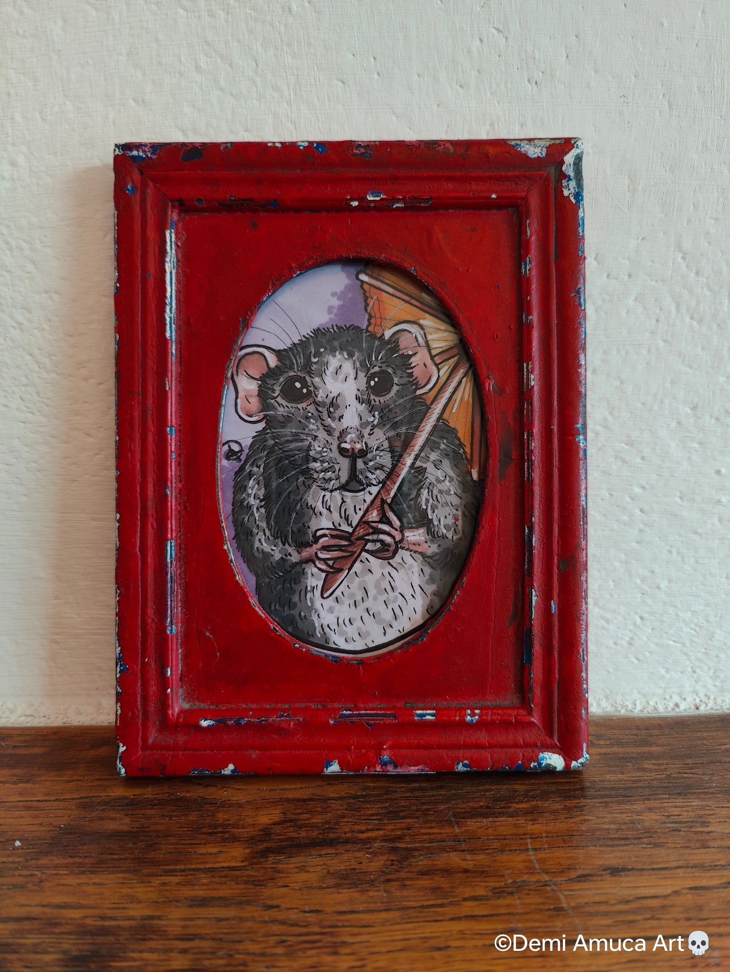 Framed Art Print Umbrella Rats
