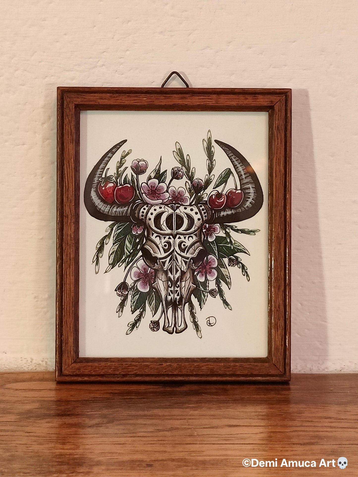 Framed Art Print: Cow Skull