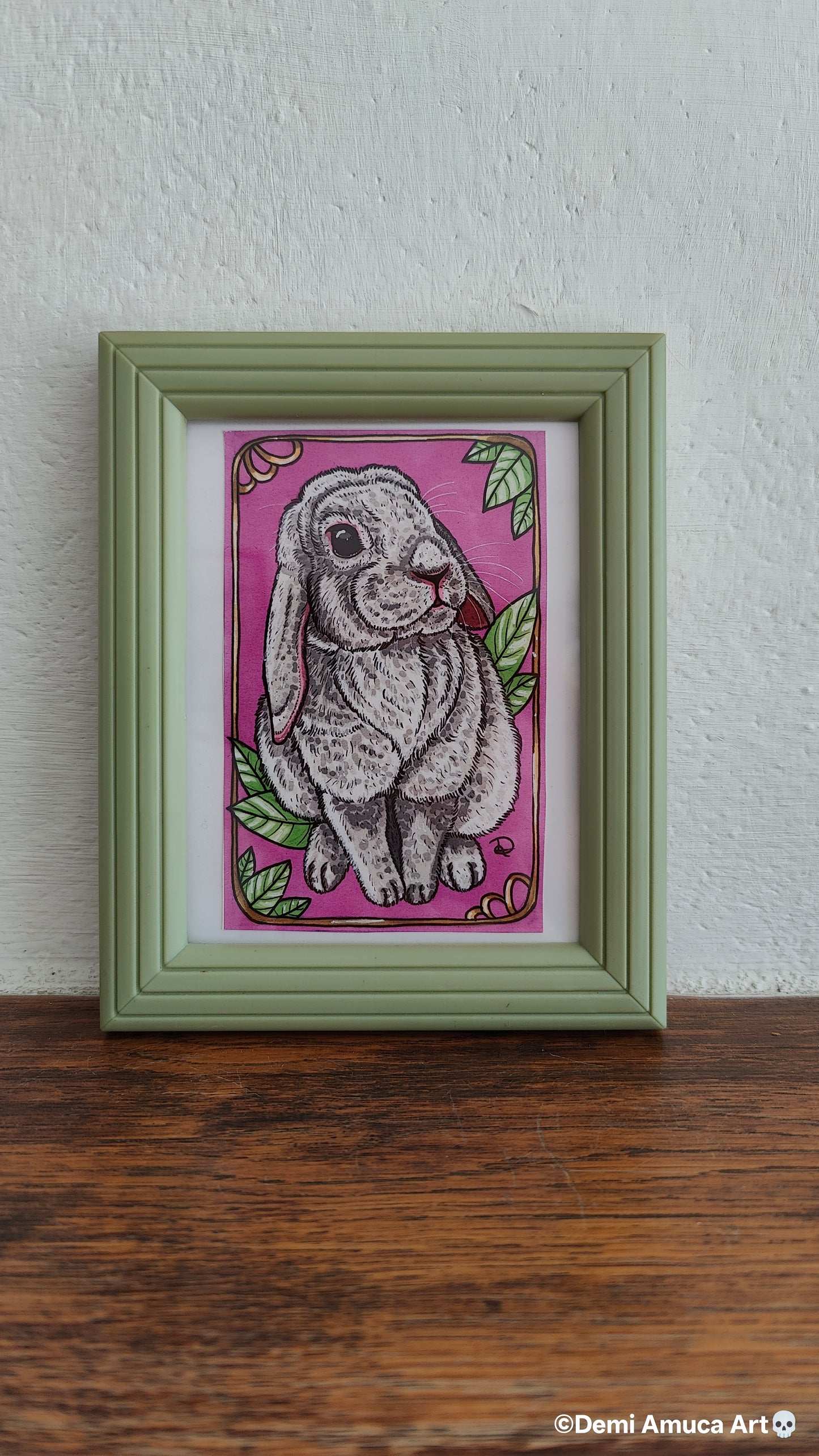Framed Art Print: White Bunny