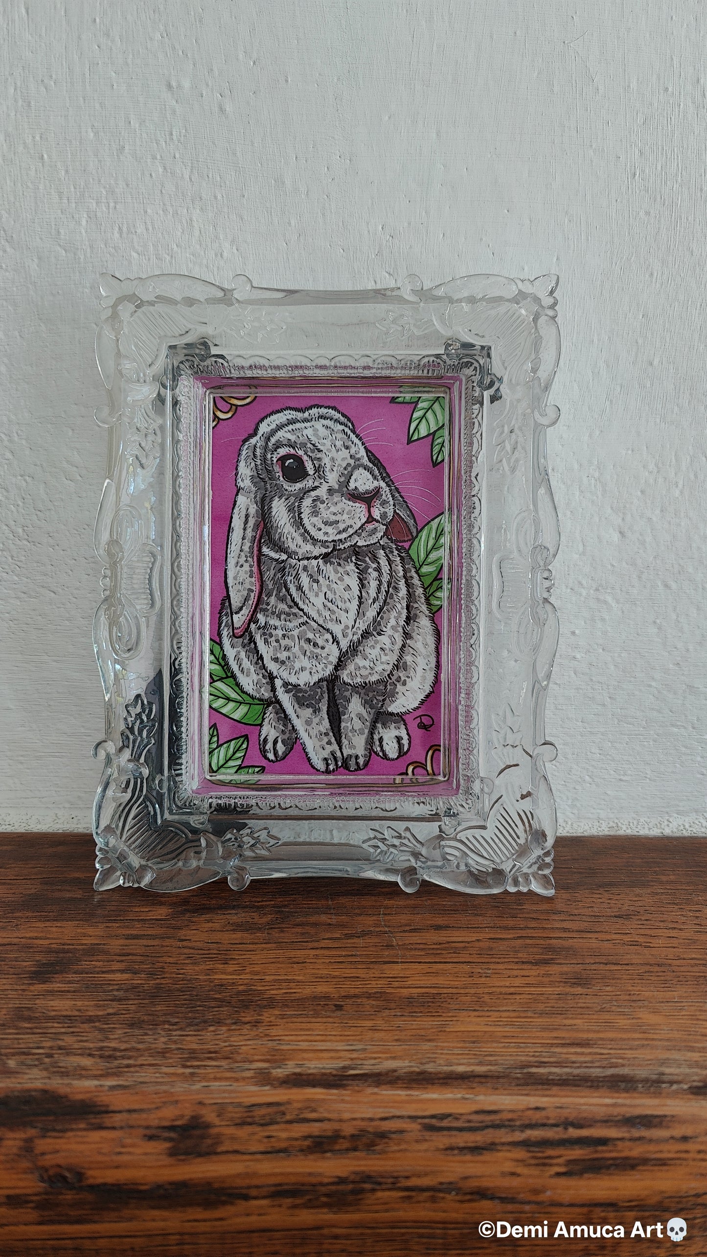 Framed Art Print: White Bunny