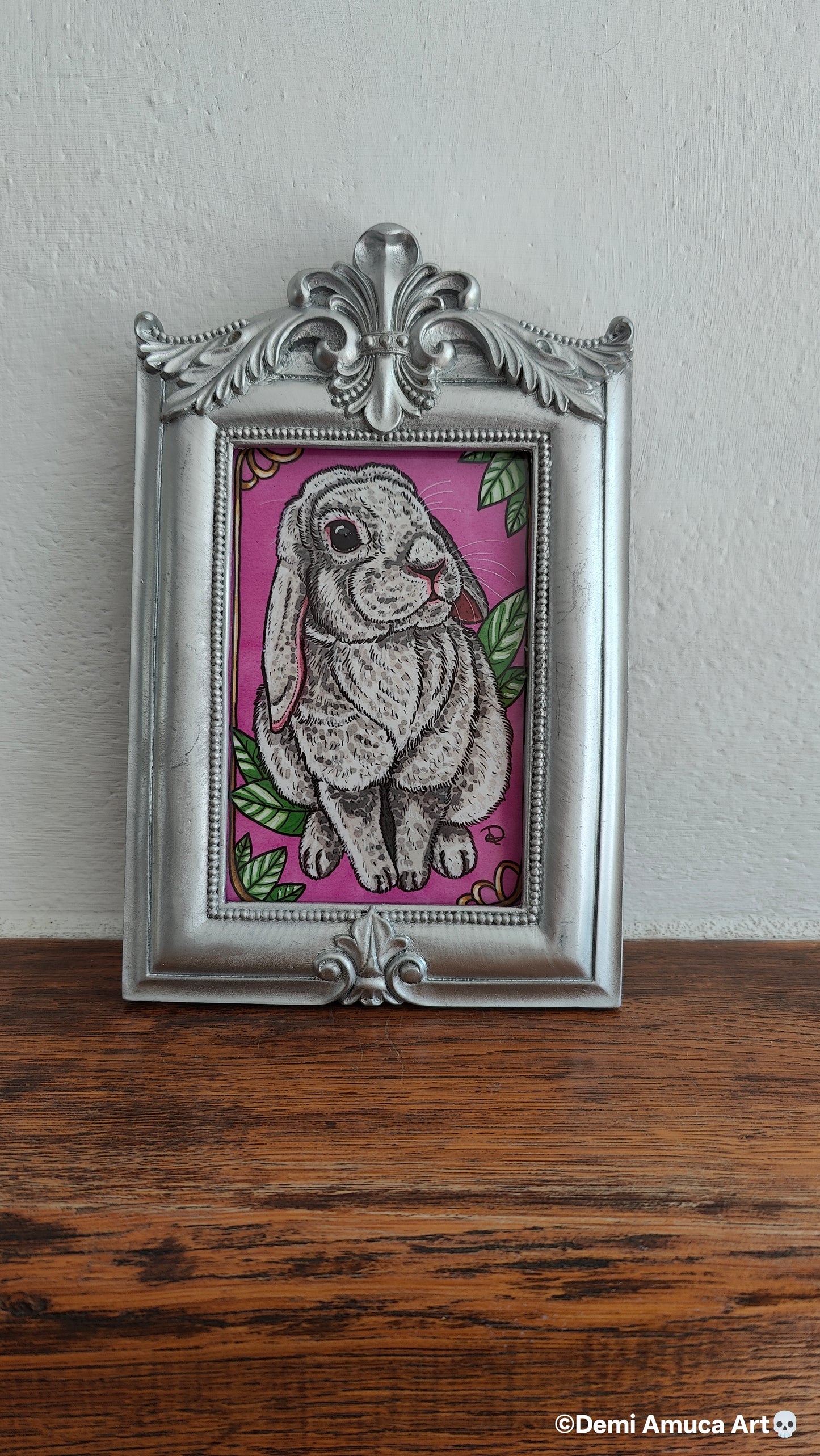 Framed Art Print: White Bunny