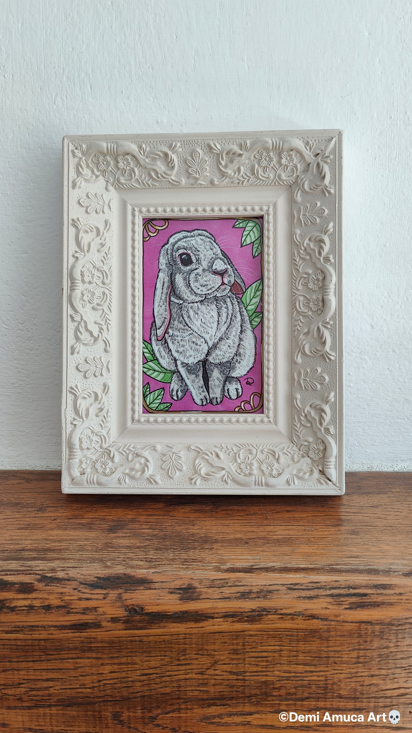 Framed Art Print: White Bunny