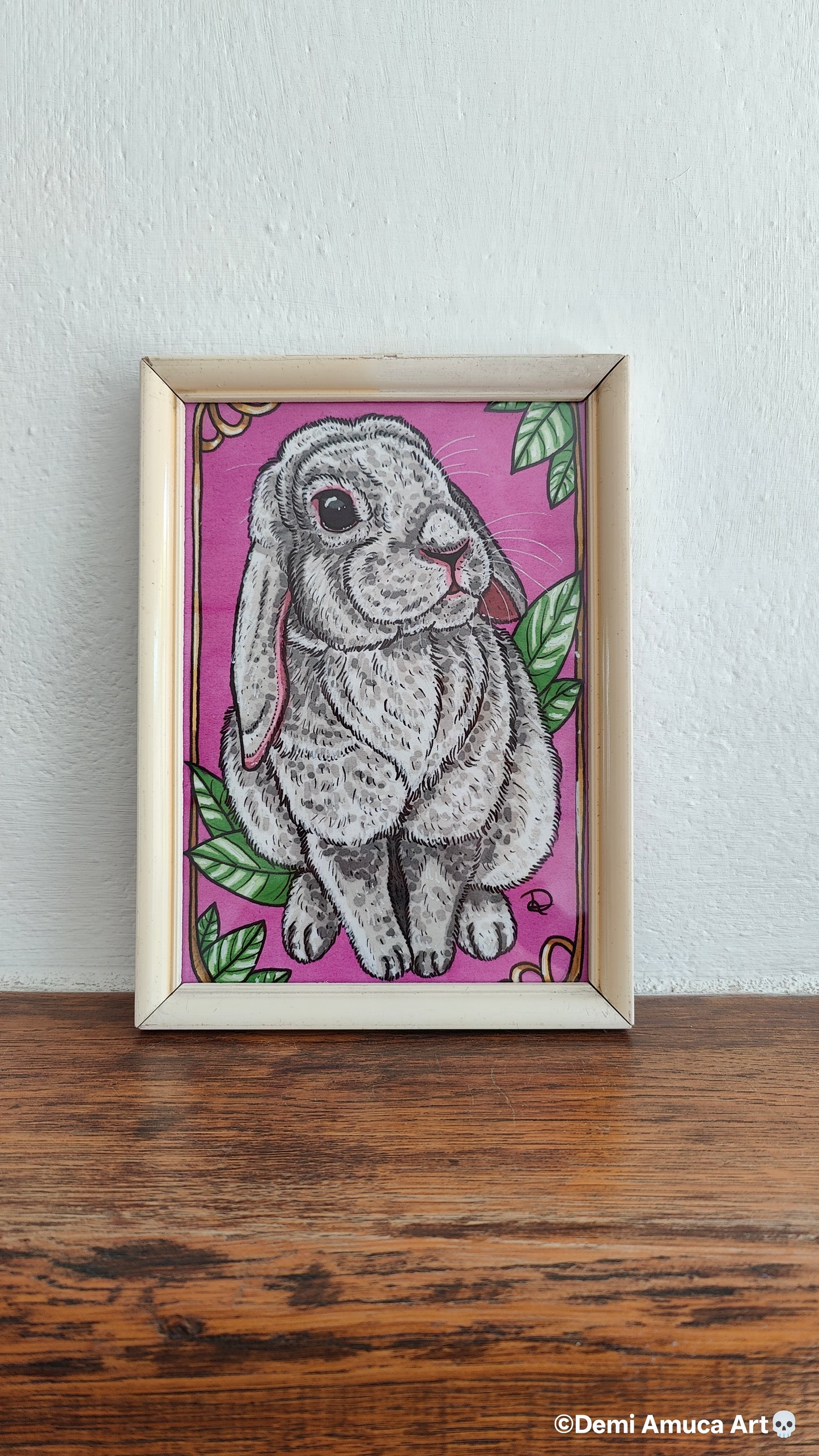 Framed Art Print: White Bunny
