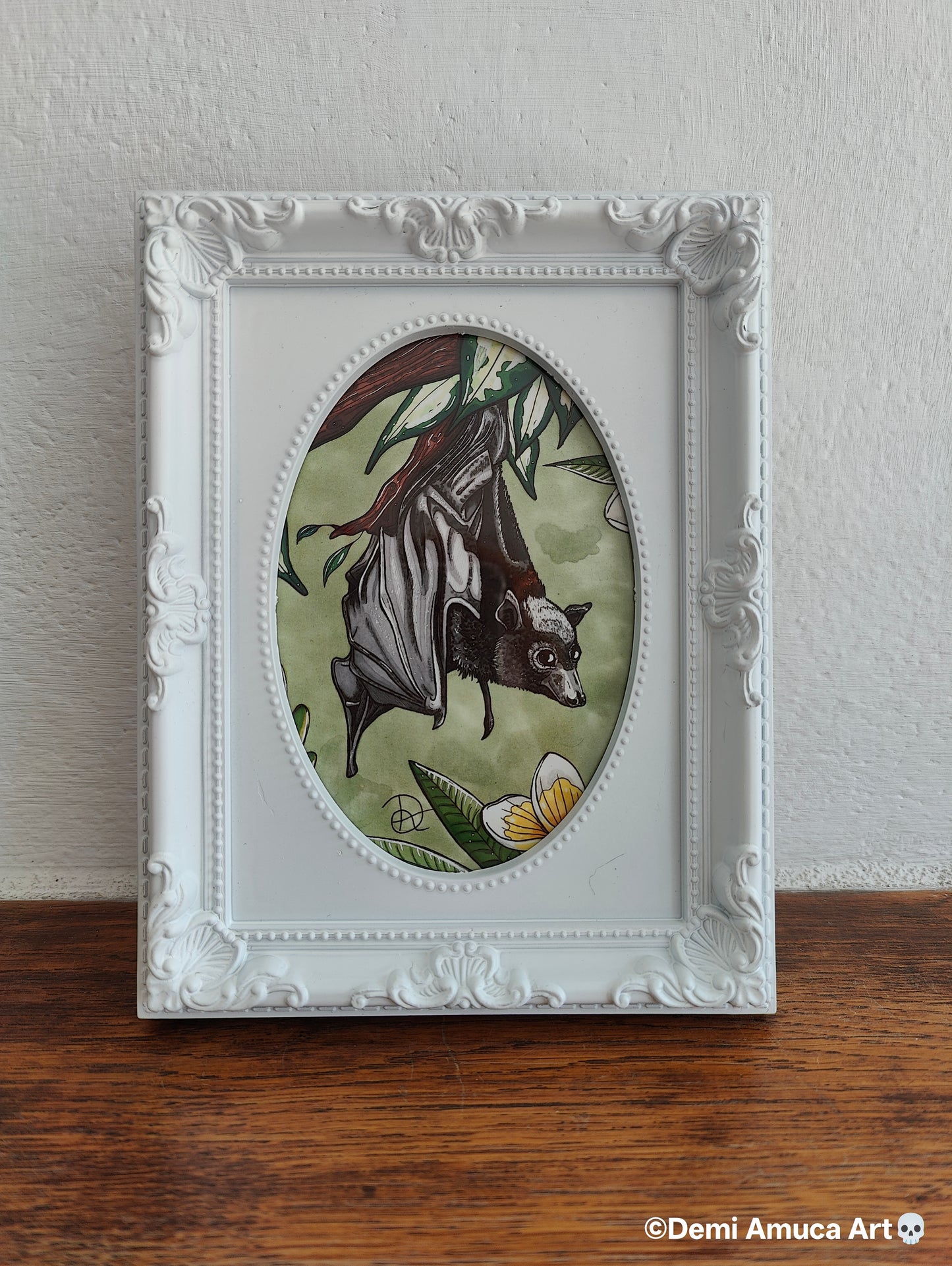 Framed Art Print Oval Bat