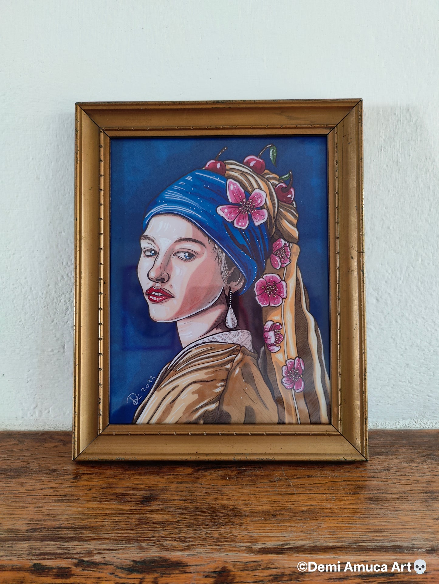 Framed Art Print My Girl With a Pearl