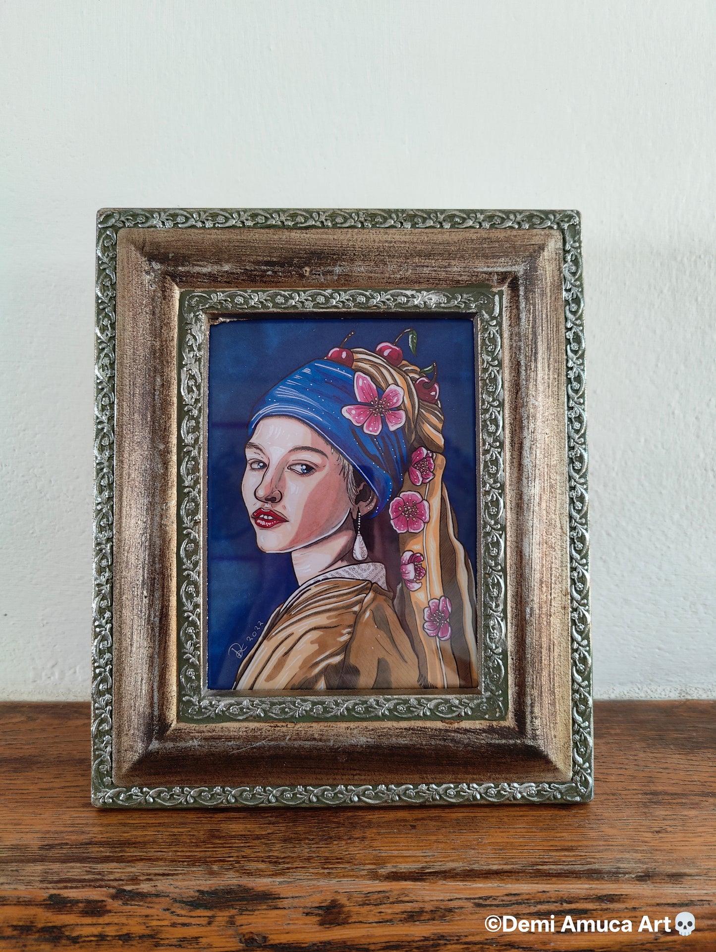 Framed Art Print My Girl With a Pearl