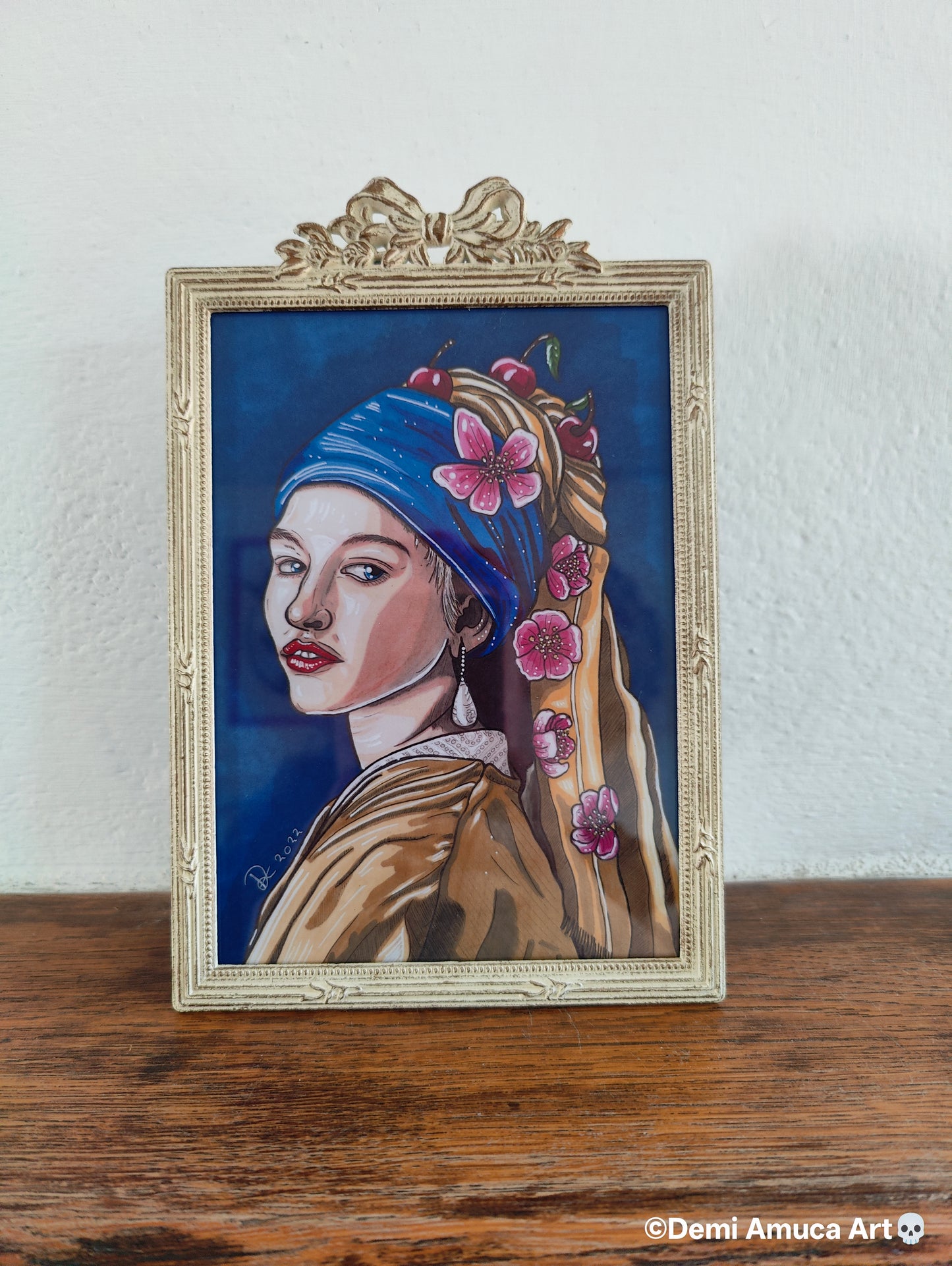 Framed Art Print My Girl With a Pearl