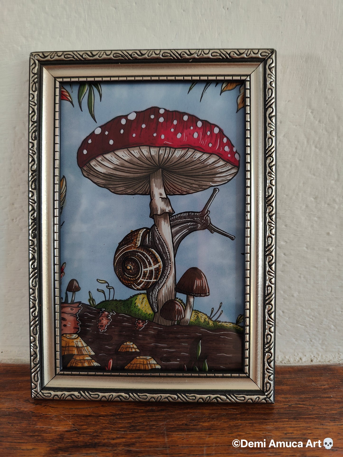 Framed Art Print Snail Shroom