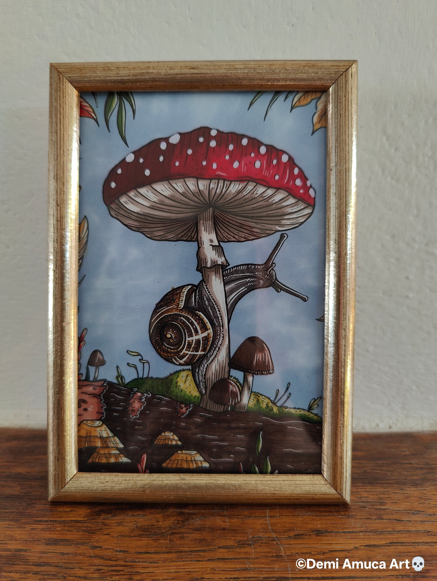 Framed Art Print Snail Shroom