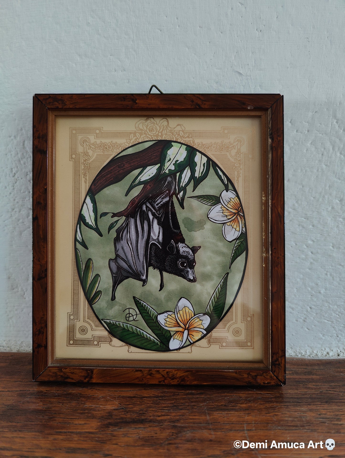 Framed Art Print Oval Bat