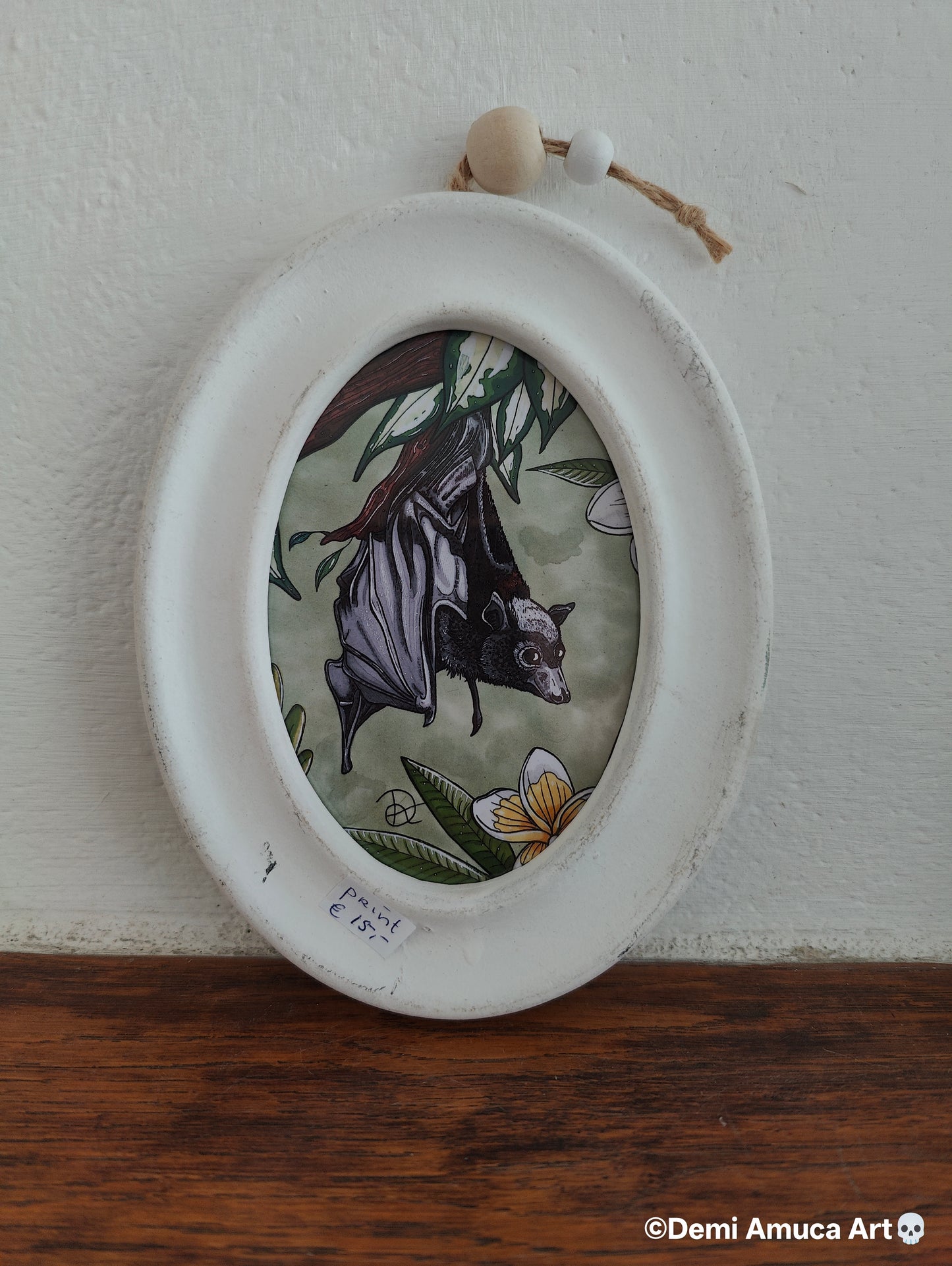 Framed Art Print Oval Bat
