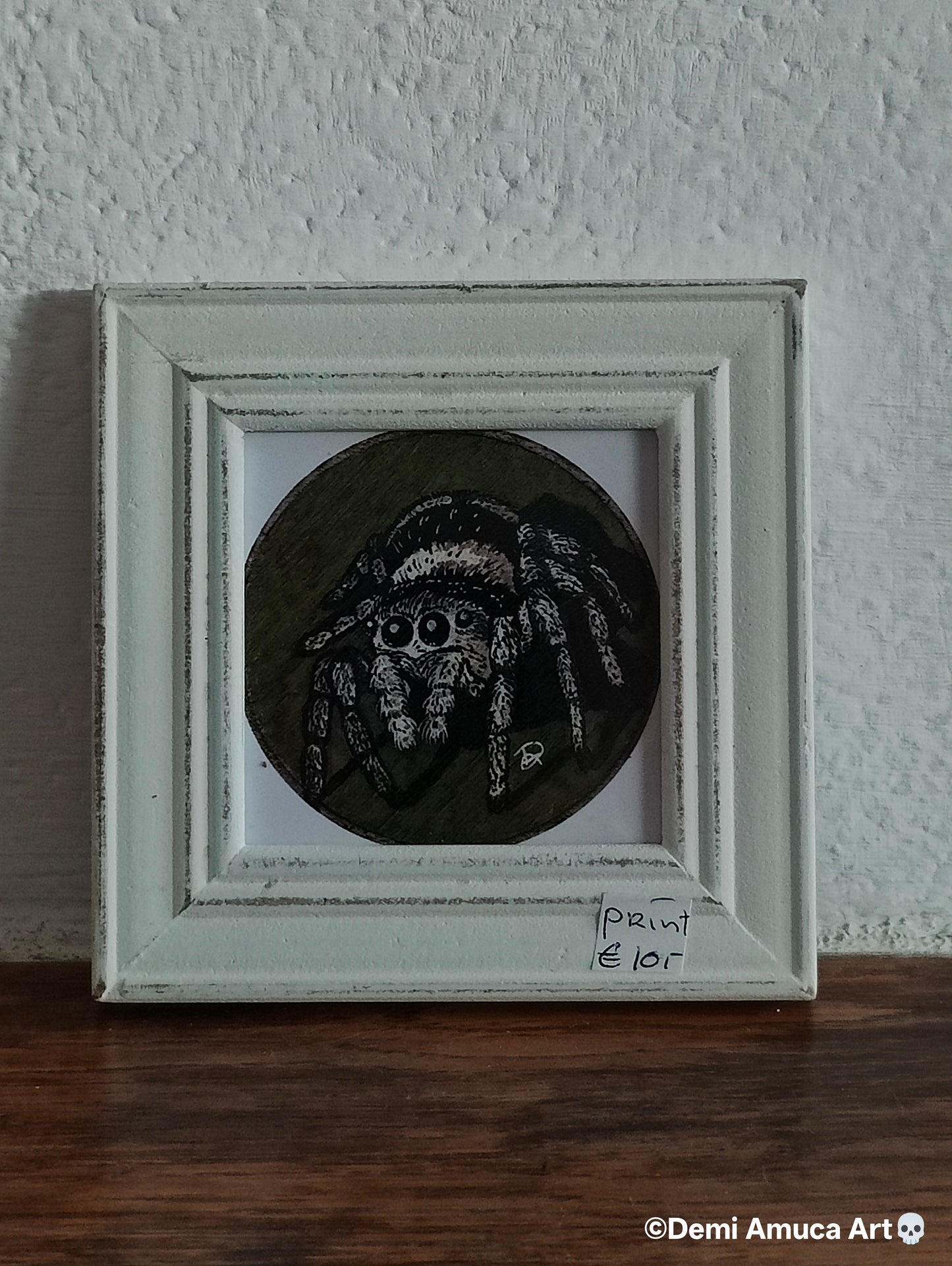 Framed Art Print: Woodpaint Jumping Spider