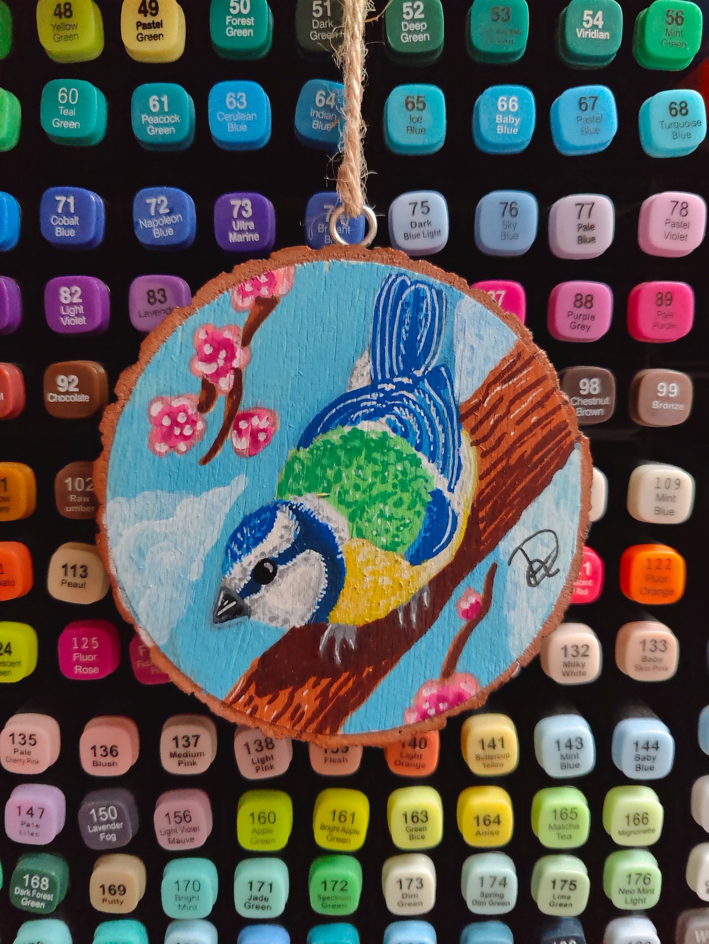 Woodpaint: Cherry blossom bird