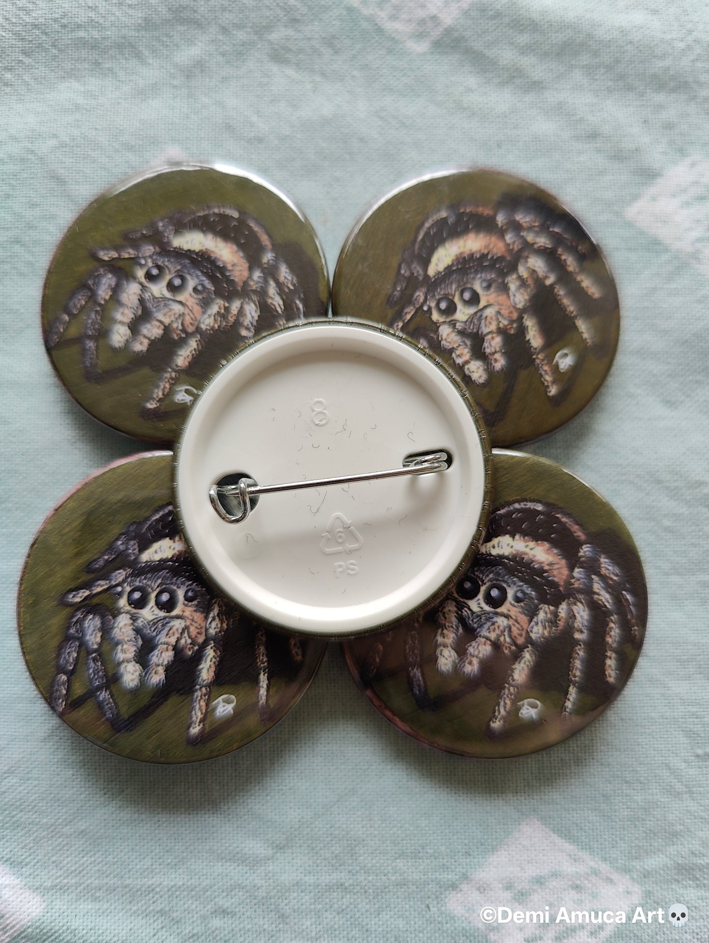 Button pin: Zebra spider