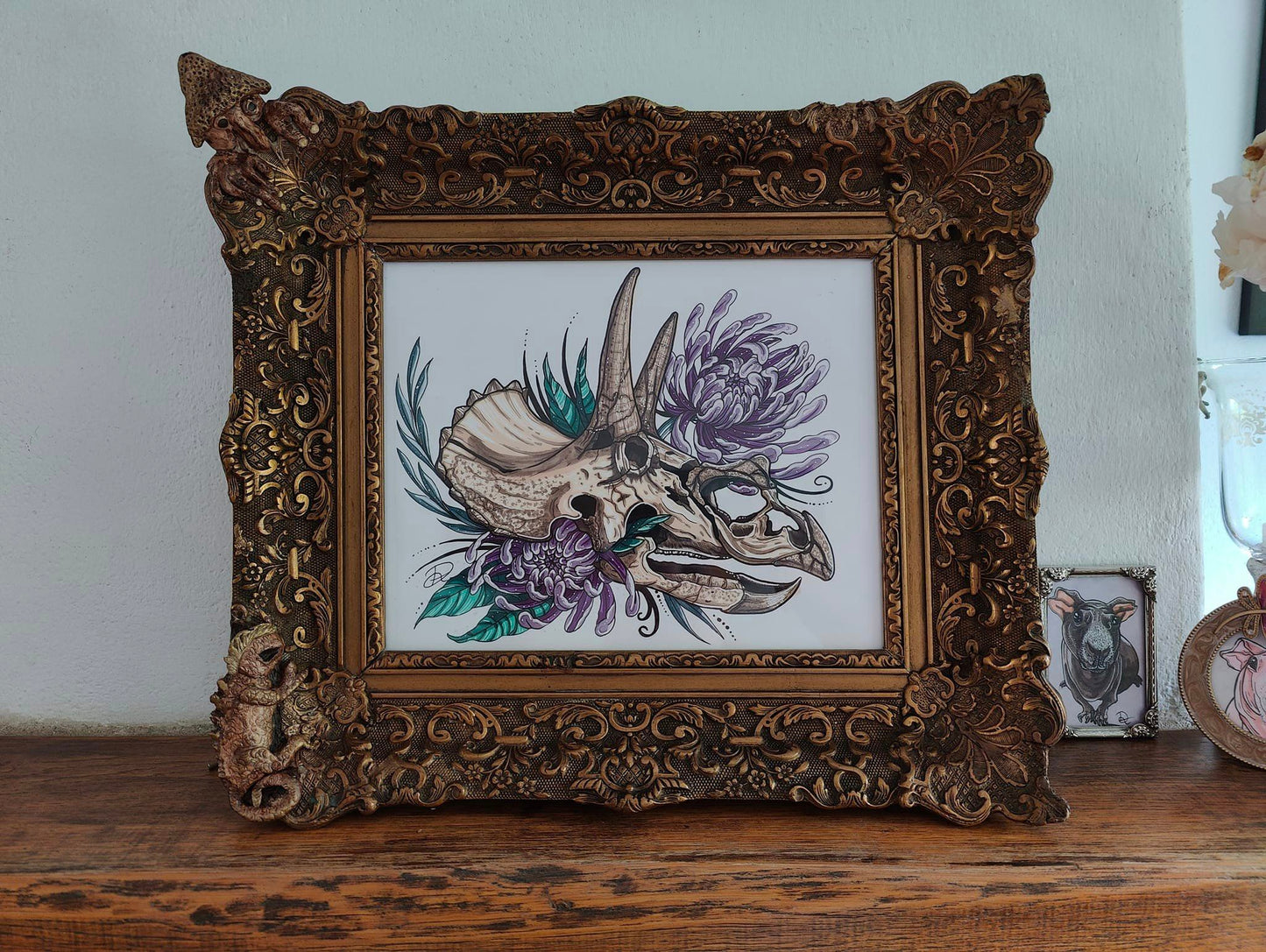 Framed Original Triceratops Skull (No Shipping)