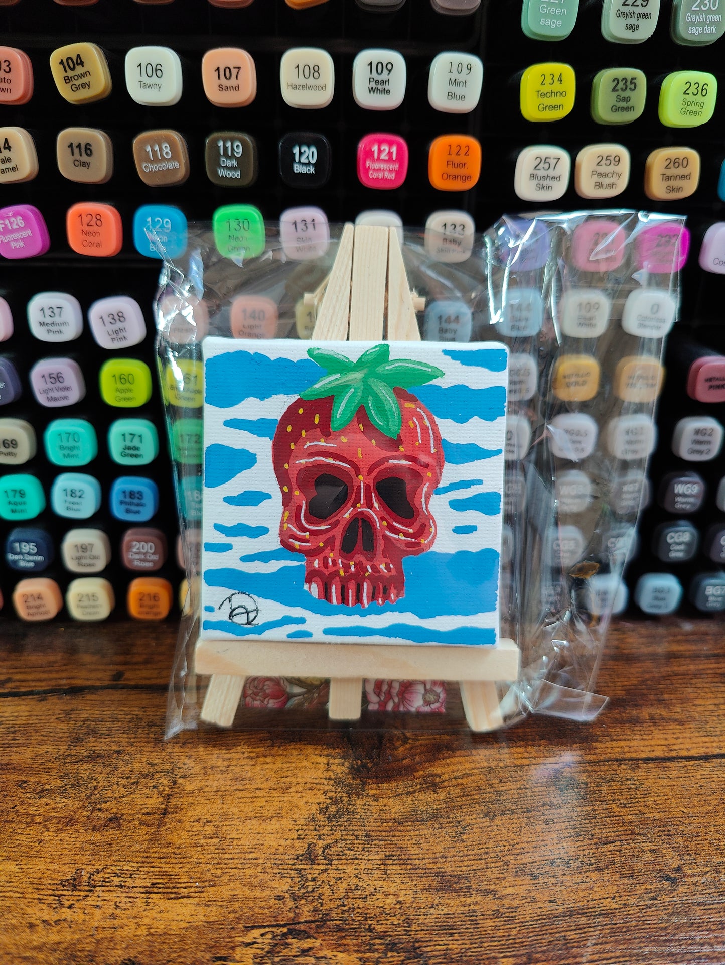 Strawberry skull canvas