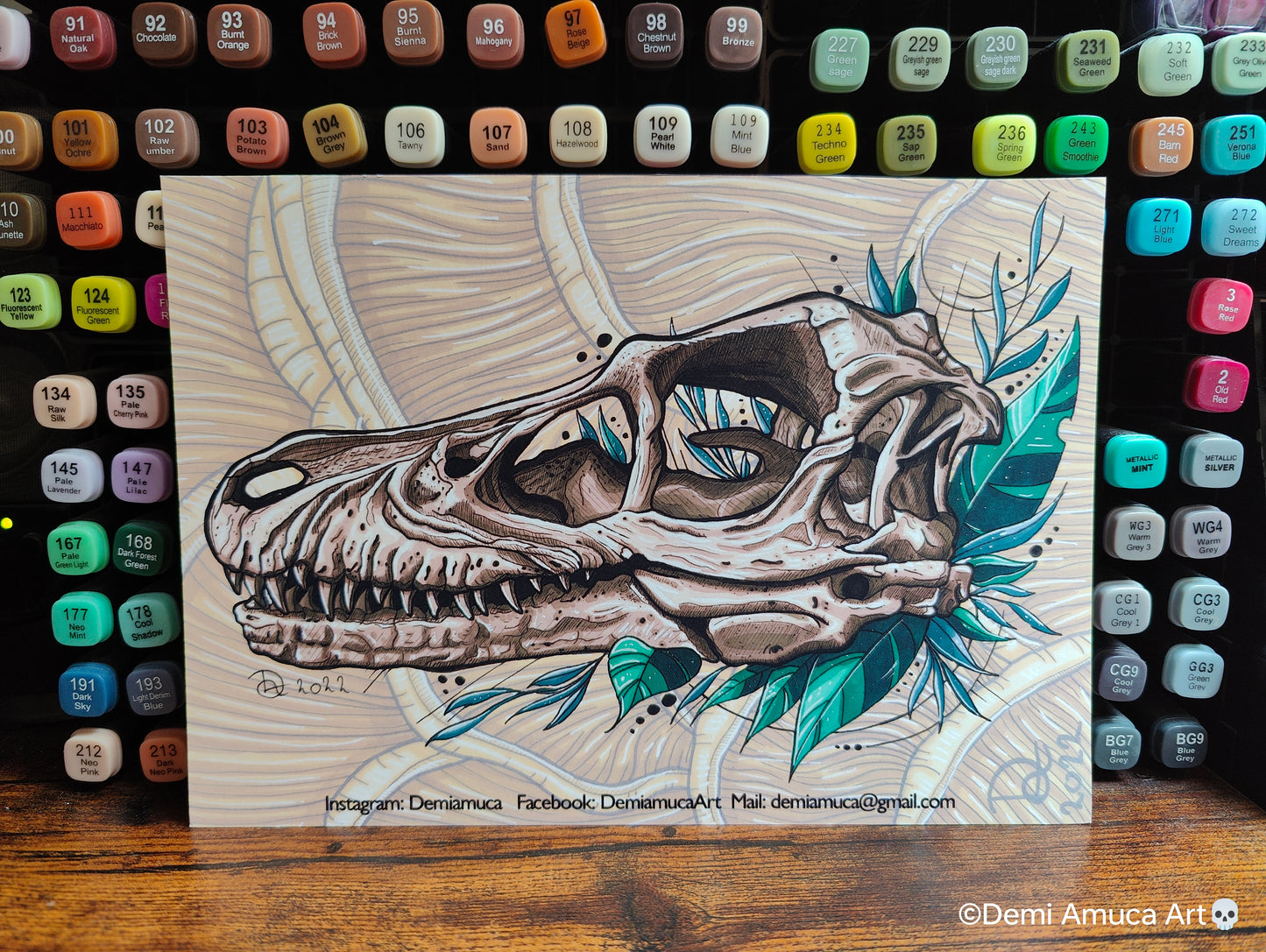 A5 Art print Raptor Skull