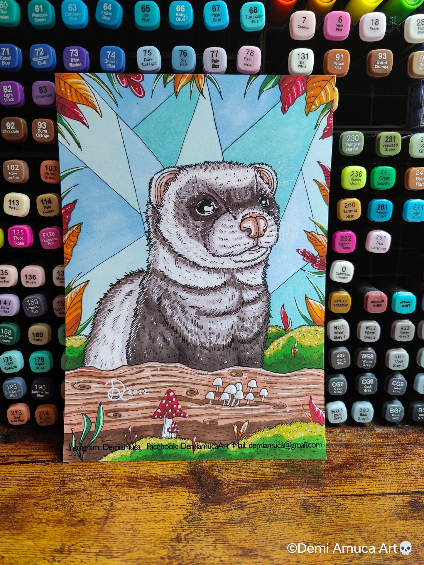 A5 Art print Grey Ferret