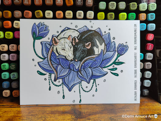 A5 Art print Lotus Rats