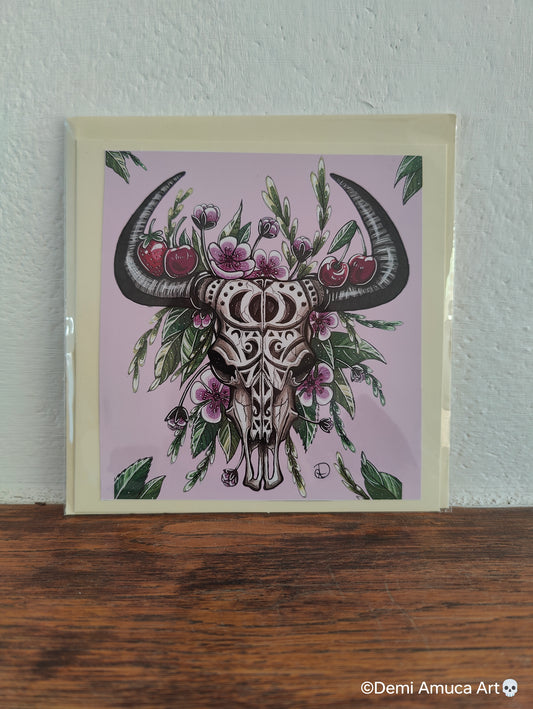 Postcard Cow Skull