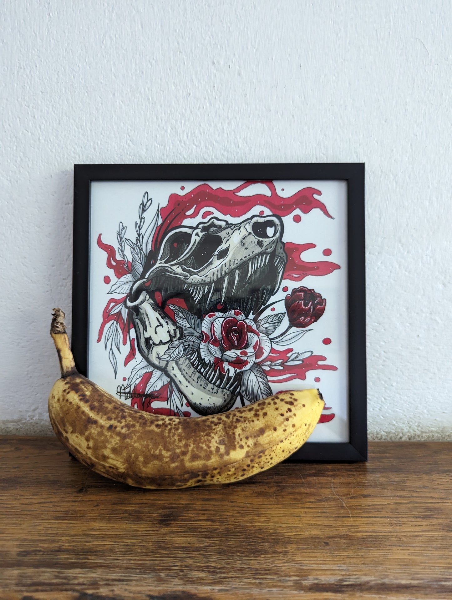 Framed Art Print T-rex Skull