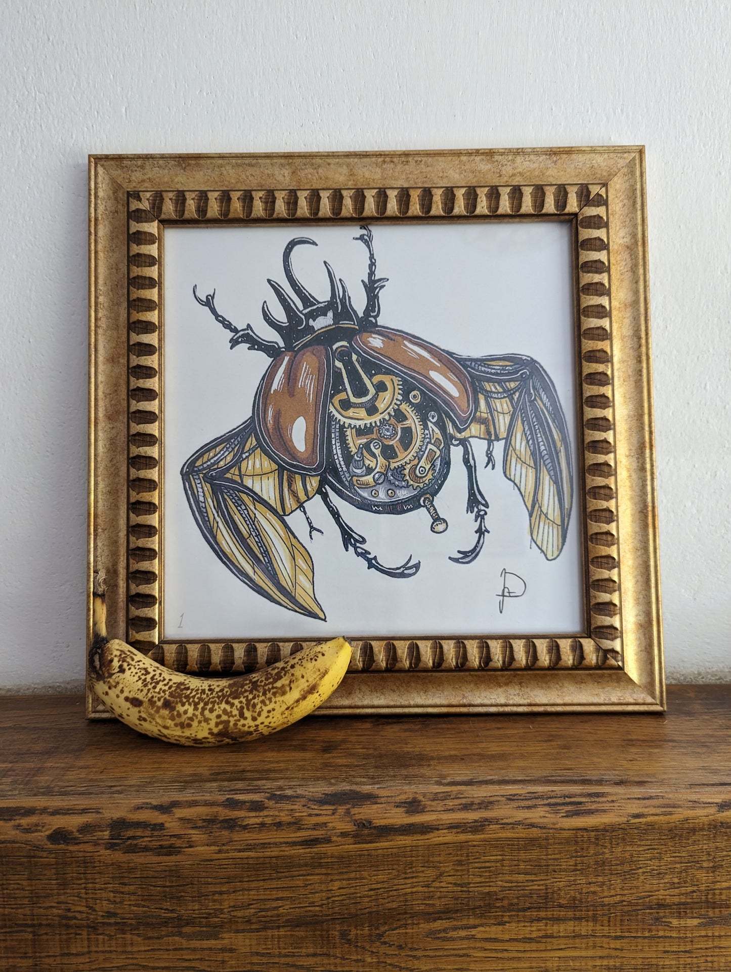 Framed Art Print Steampunk Bug (No shipping)