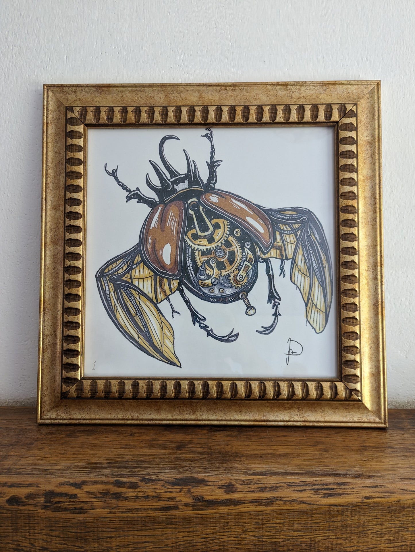 Framed Art Print Steampunk Bug (No shipping)