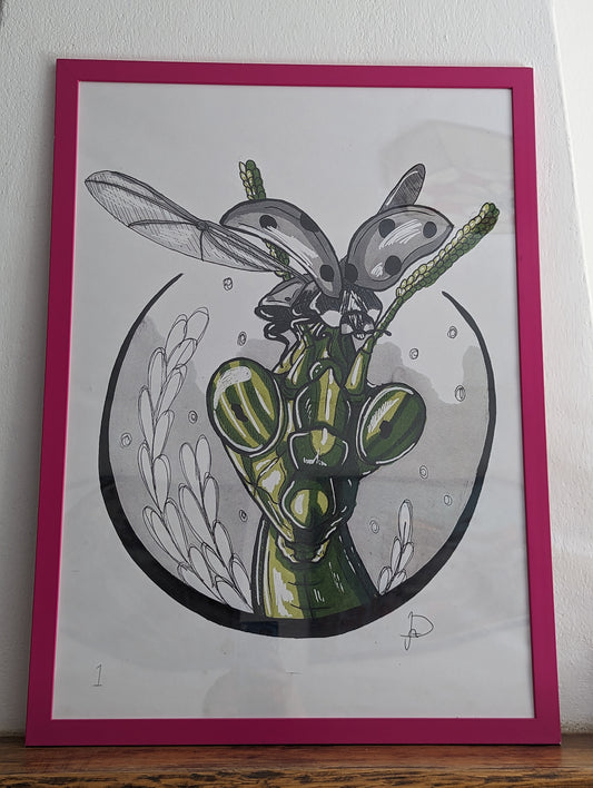 Framed Art Print Grasshopper (No shipping)