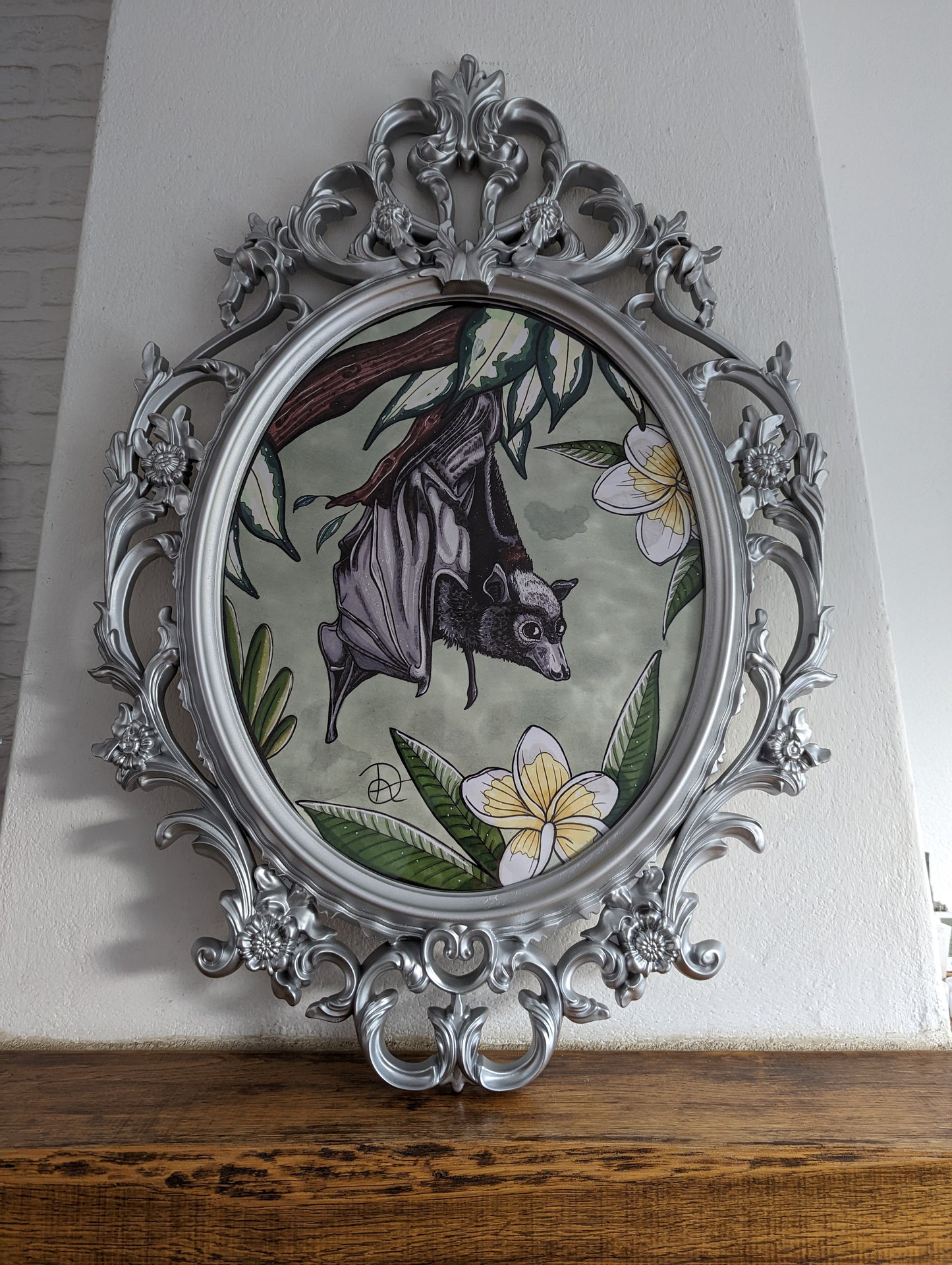 Framed Art Print Oval Bat (No shipping)