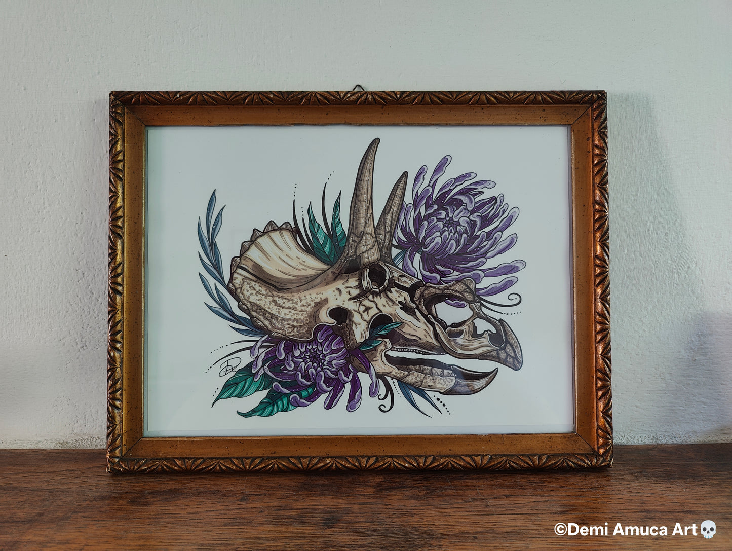 Framed Art Print Triceratops Skull