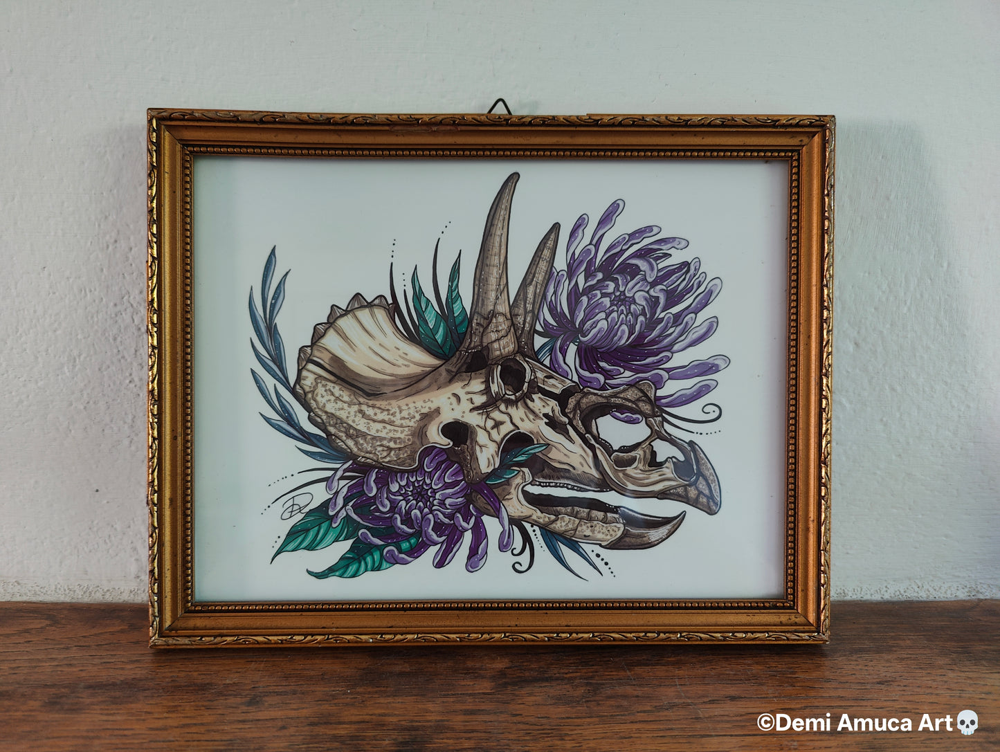 Framed Art Print Triceratops Skull