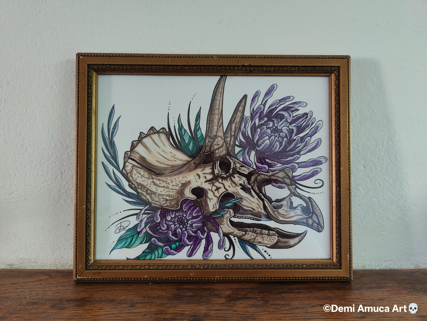 Framed Art Print Triceratops Skull