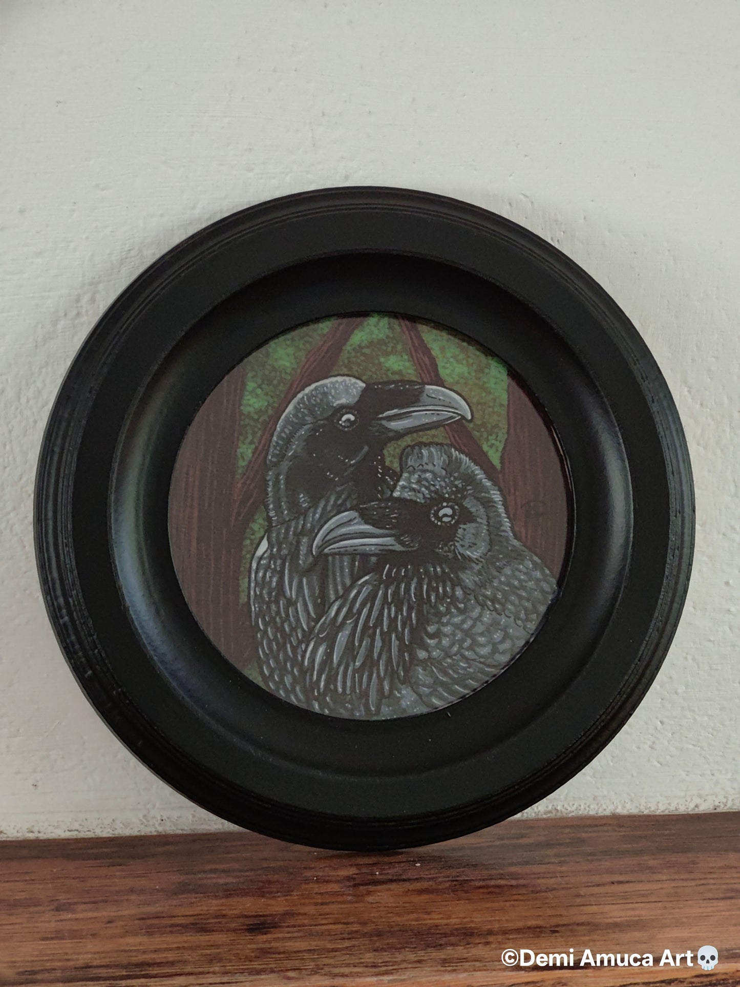 Framed Art Print Woodpaint Ravens