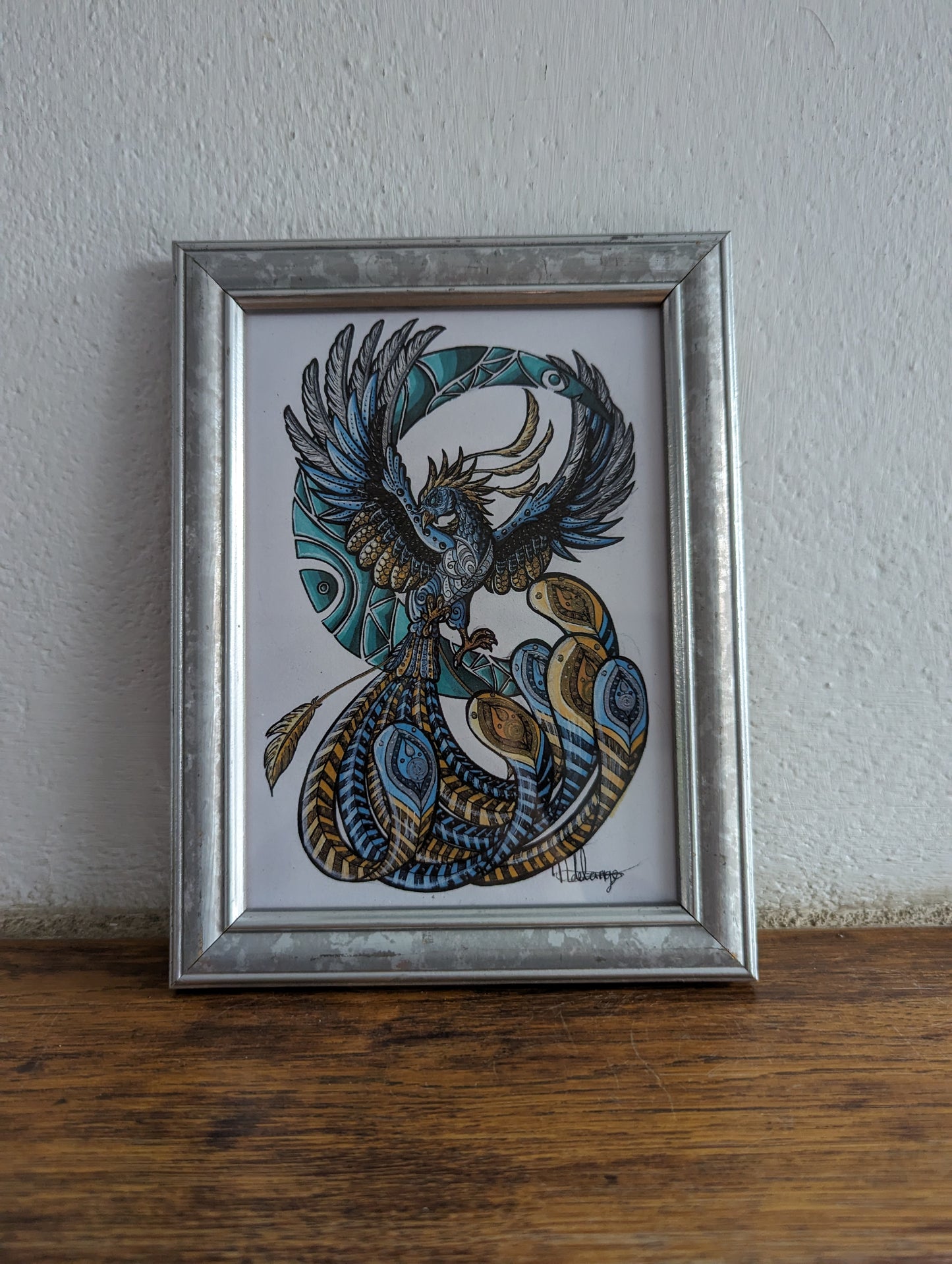 Framed Art Print Blue Phoenix