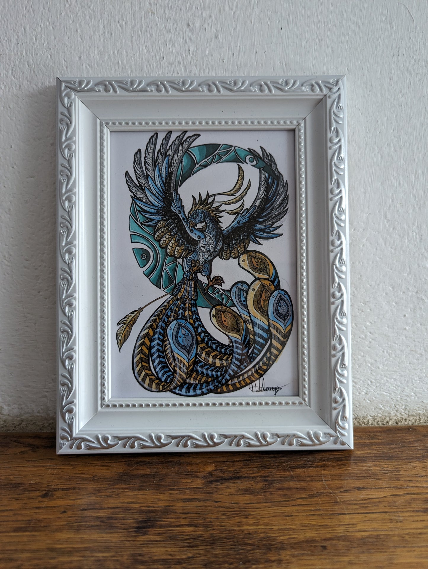 Framed Art Print Blue Phoenix