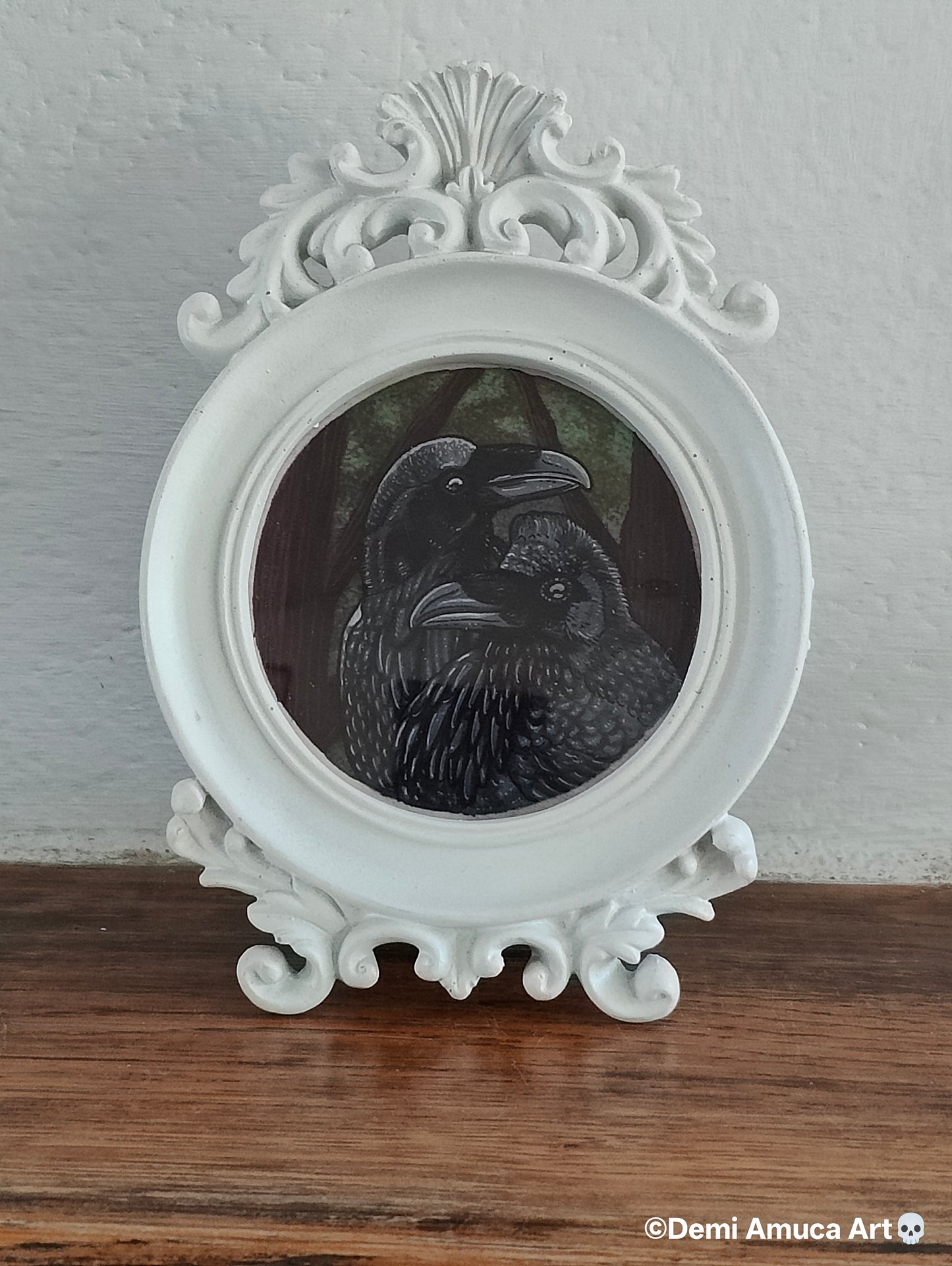 Framed Art Print Woodpaint Ravens