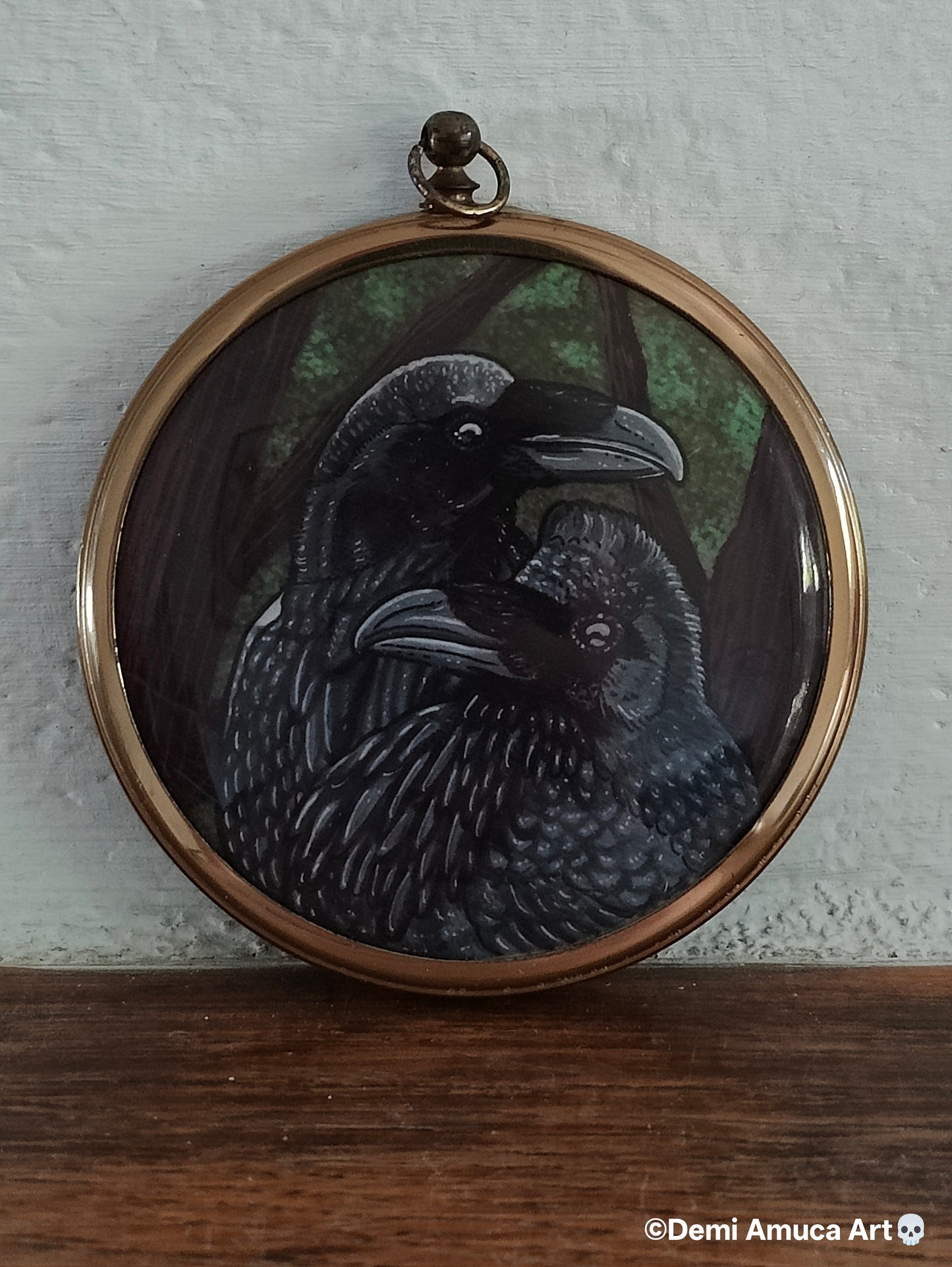 Framed Art Print Woodpaint Ravens