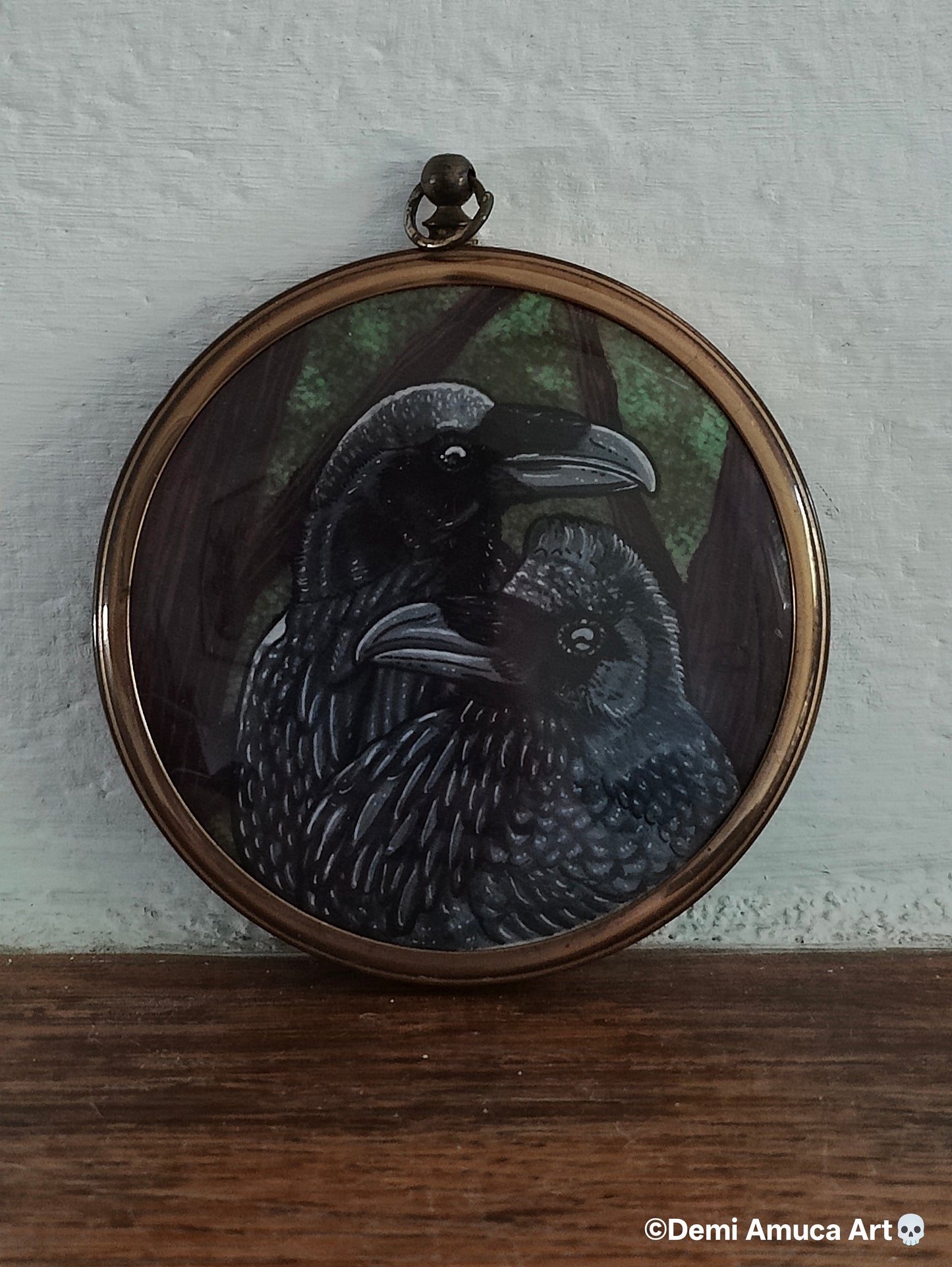 Framed Art Print Woodpaint Ravens