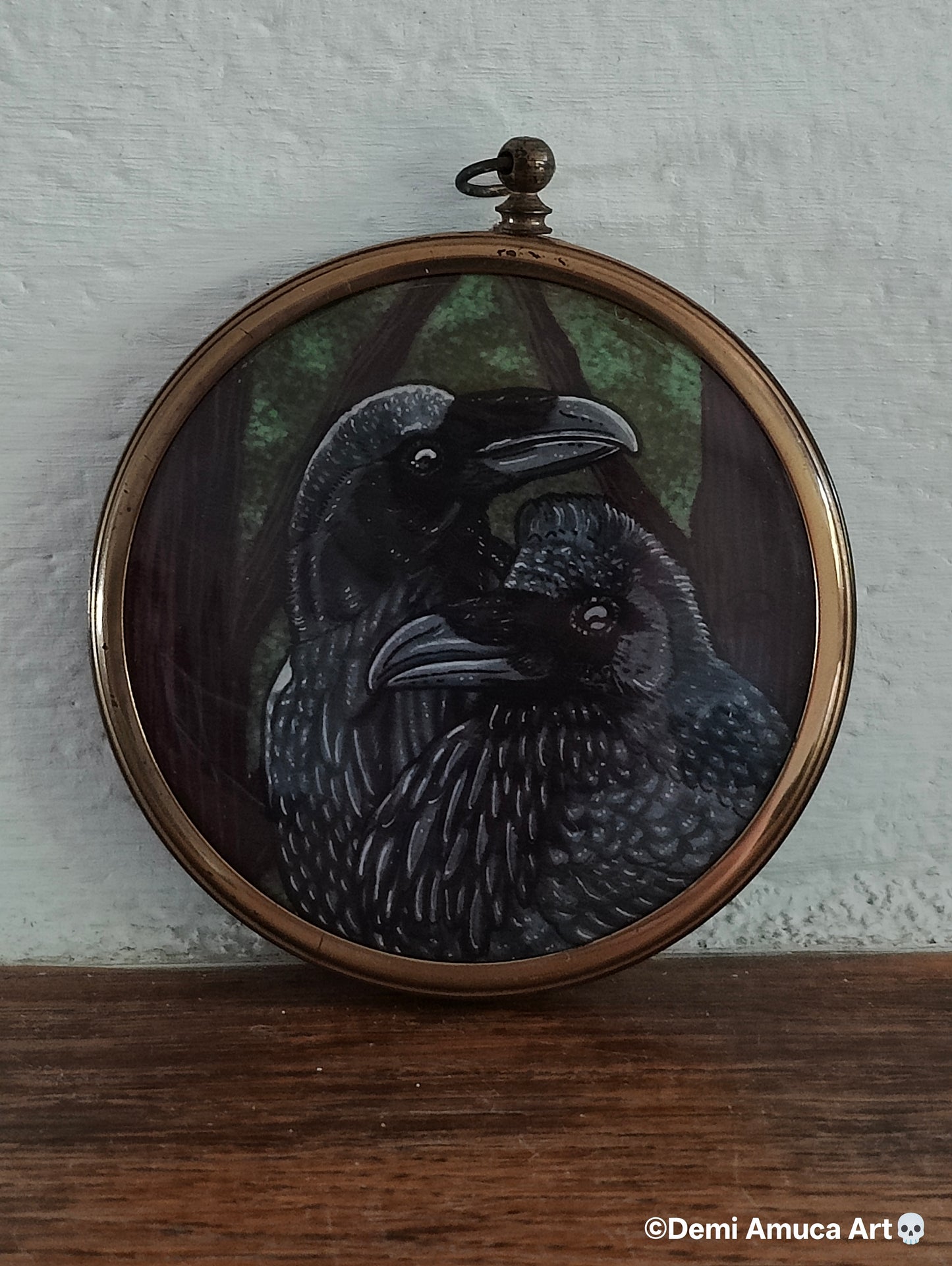 Framed Art Print Woodpaint Ravens