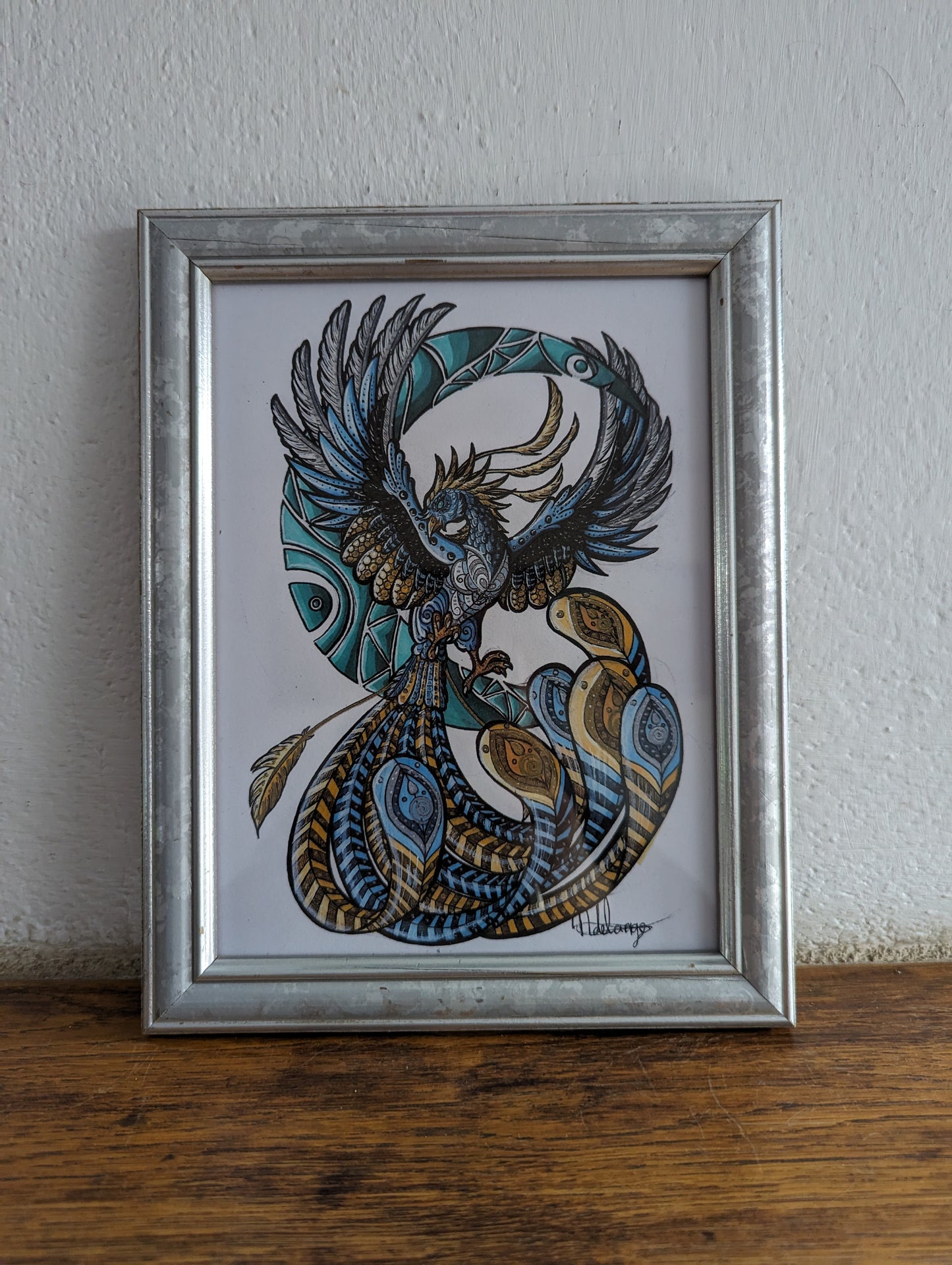 Framed Art Print Blue Phoenix