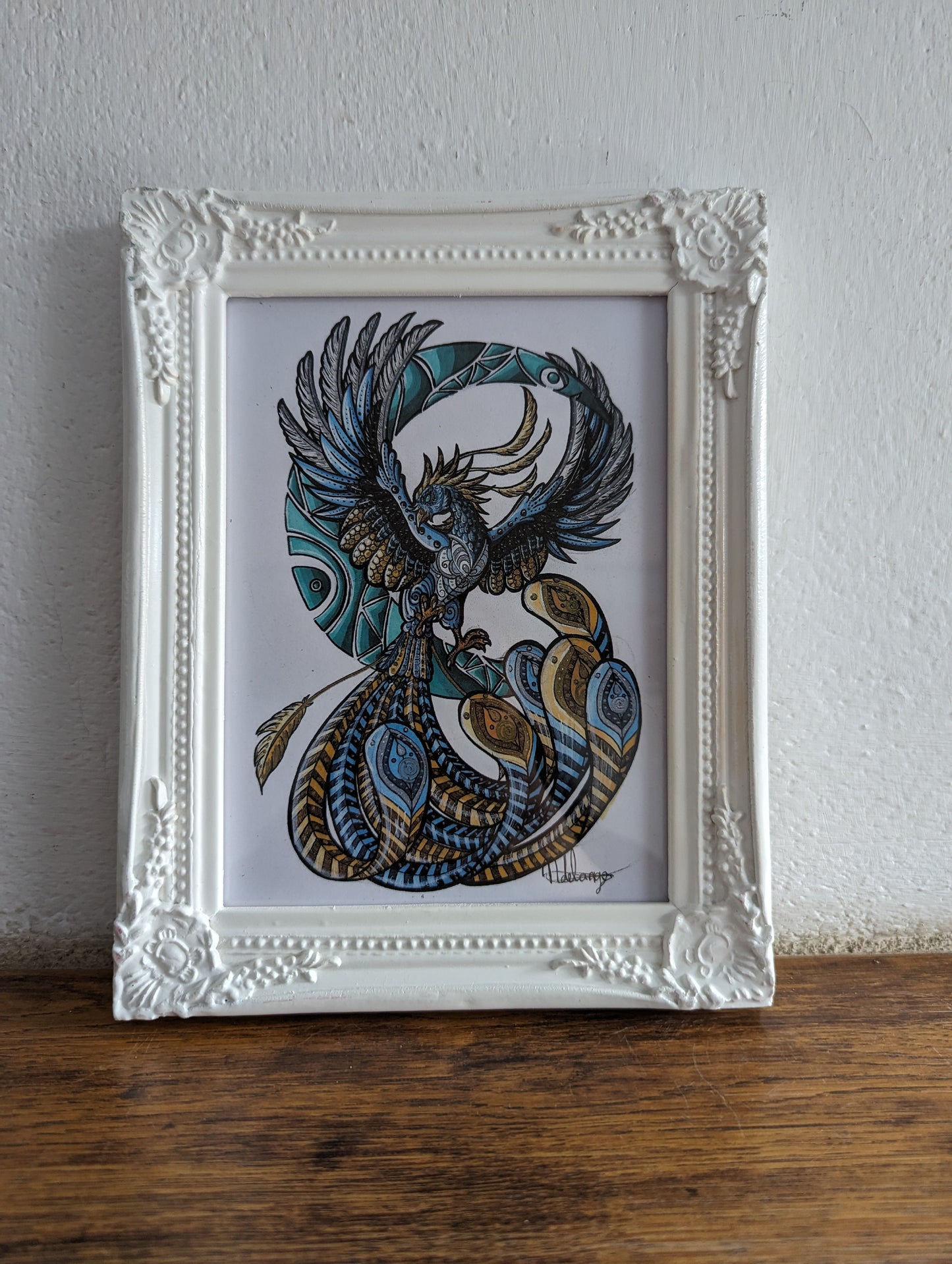 Framed Art Print Blue Phoenix