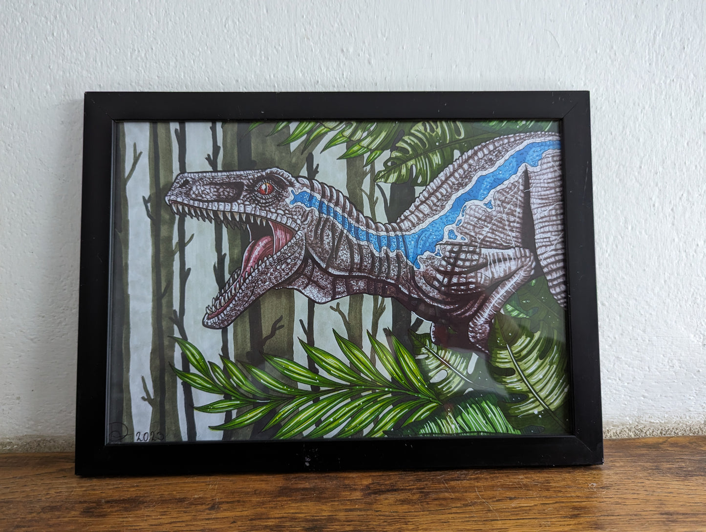 Framed Art Print Raptor Blue