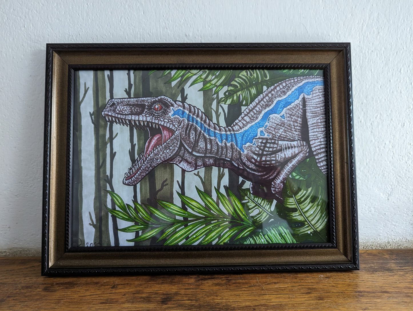 Framed Art Print Raptor Blue