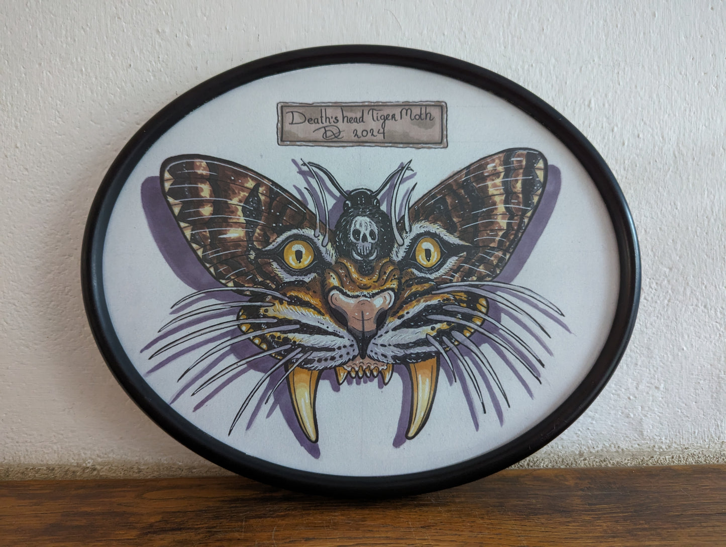 Framed Art Print Deaths head tigermoth xl (No shipping)