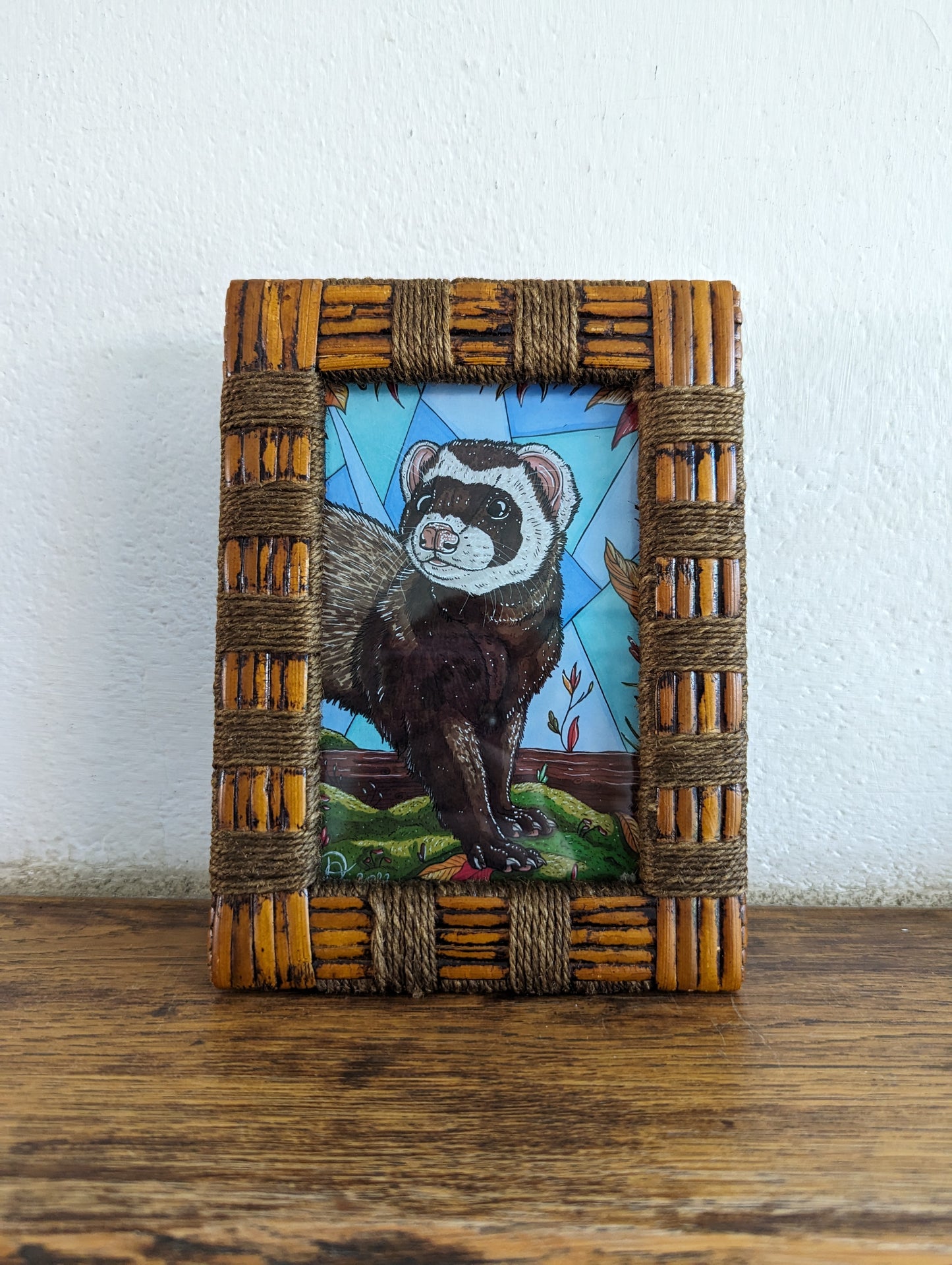 Framed Art Print Brown Ferret