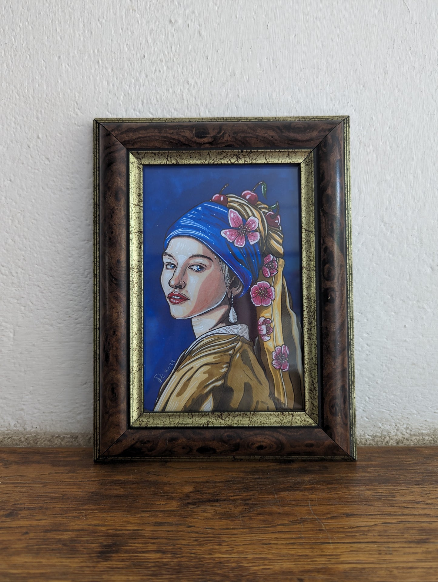 Framed Art Print My Girl With a Pearl