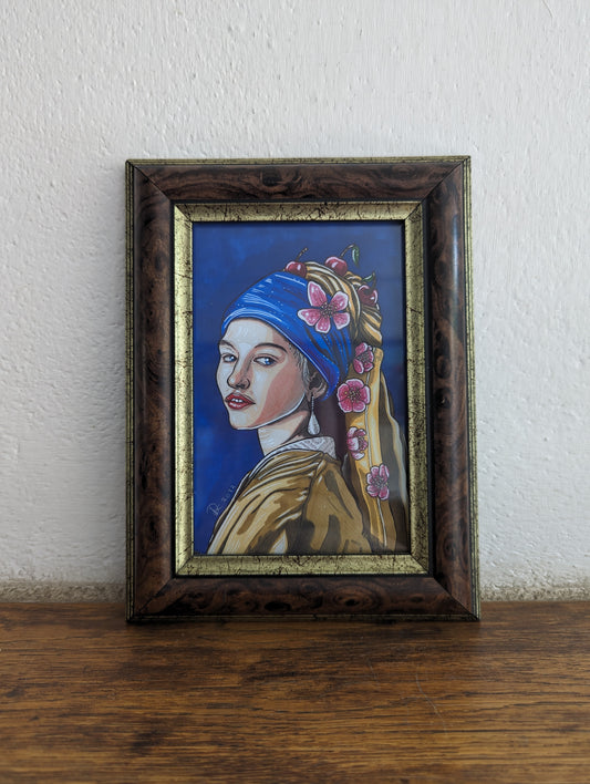 Framed Art Print My Girl With a Pearl