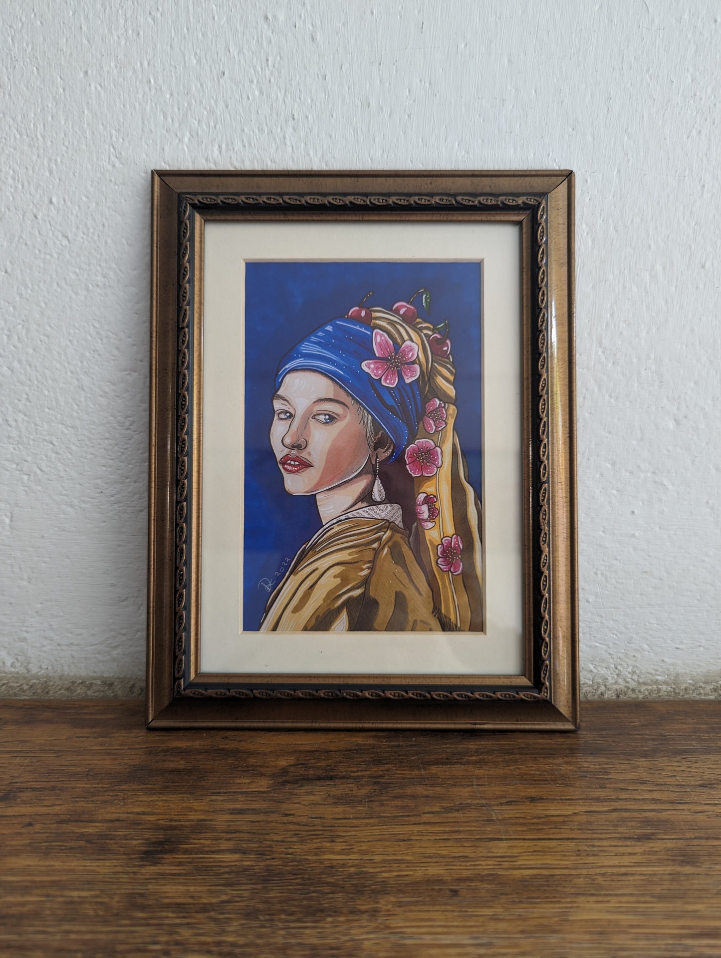 Framed Art Print My Girl With a Pearl